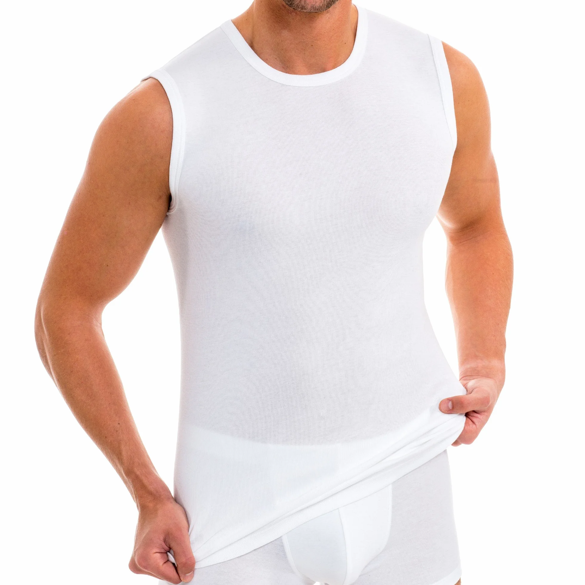 HERMKO 3040 3-pak męski tank top podkoszulek z okrągłym dekoltem ze 100% bawełny ekologicznej