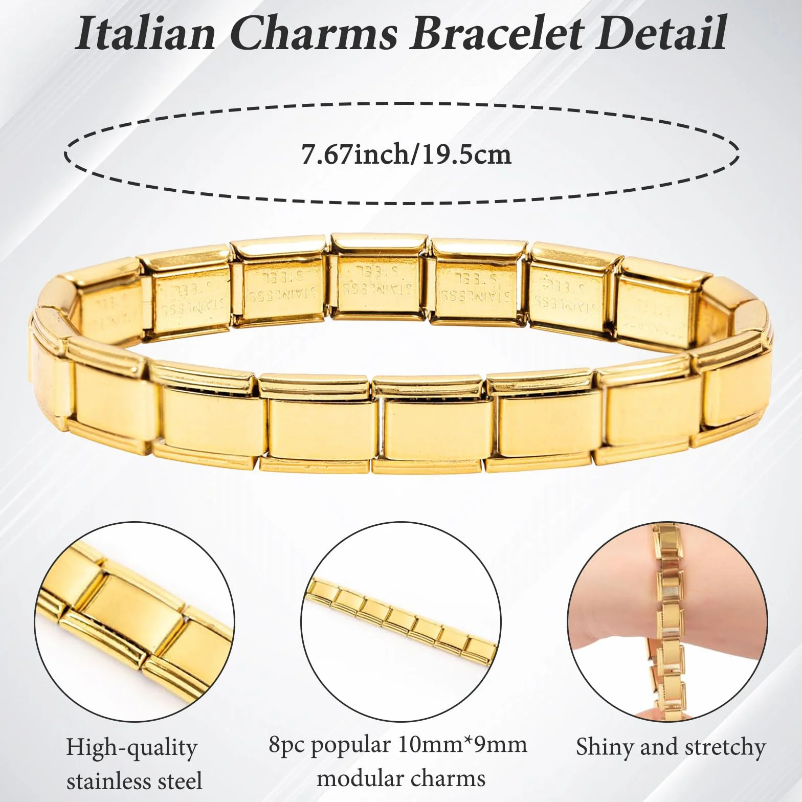 Geaanen Złota Włoska Bransoletka Charms - Zestaw Italian Style Charms Damen