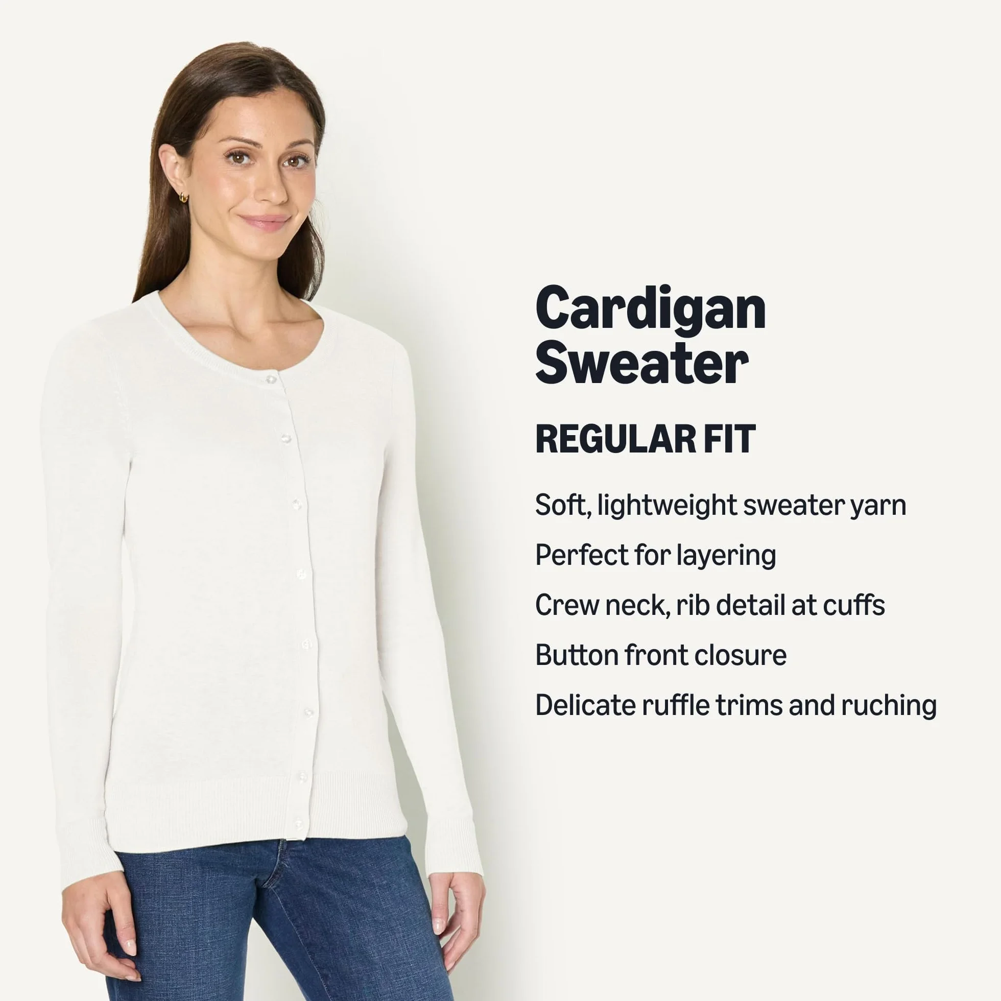 Amazon Essentials Kobiety Lekki kardigan z okrągłym dekoltem (dostępny w wersji Plus Size)