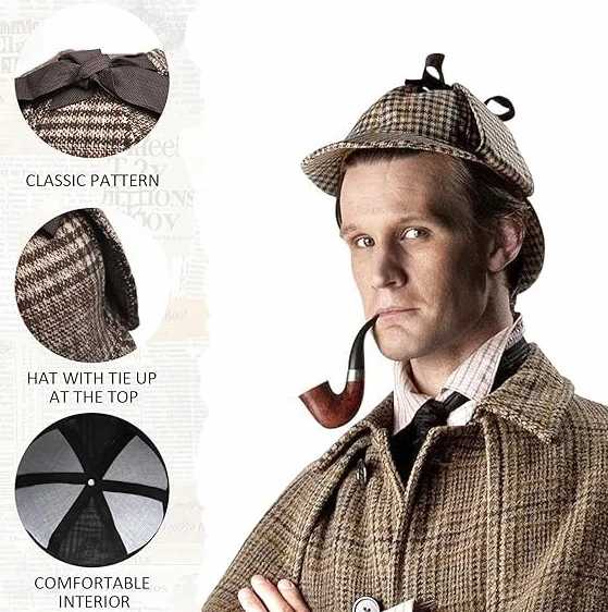 Sherlock Holmes, zestaw 7 akcesoriów do kostiumu detektywa, akcesoria do kostiumu detektywa, sztuczne okulary, wąsy, muchy, detektyw, cosplay, rekwizyty karnawałowe