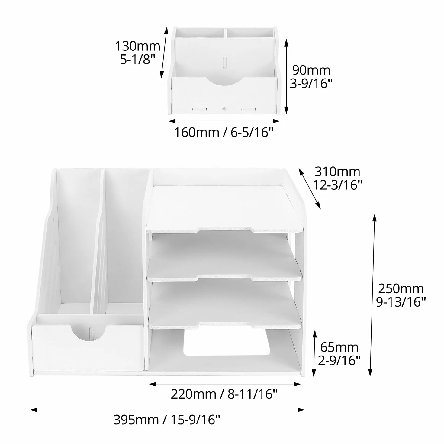 QWORK® Taca na organizery na biurko, Organizer na listy, Biurko A4 Sorter do przechowywania papieru, Do domowego biura, szkoły, 4-poziomowy