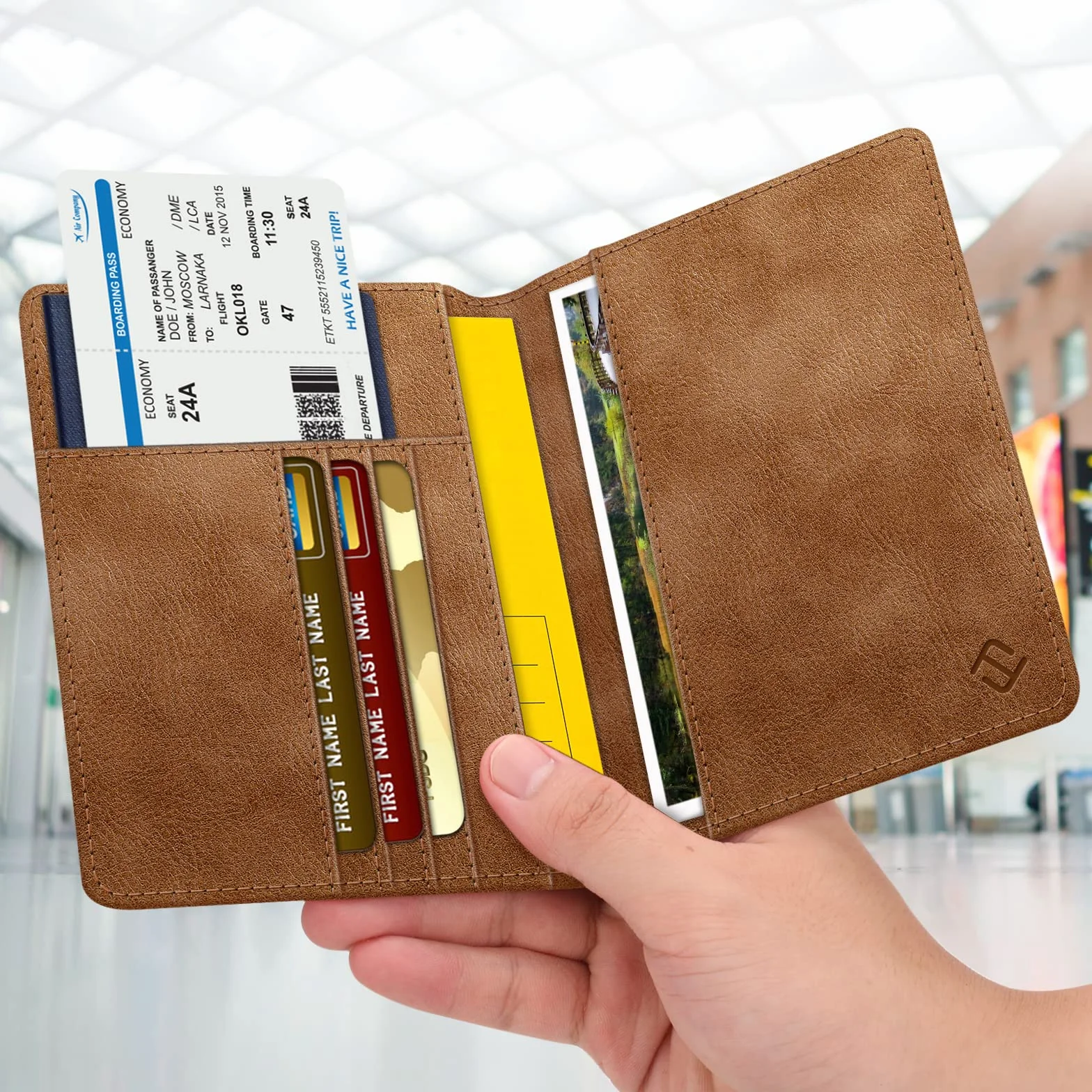 FINTIE Etui na paszport i zawieszka do bagażu, etui na szczepionkę z blokadą RFID, zawieszka do walizki z tabliczką na adres do walizki podróżnej, 15.5*11*1 cm, Basic