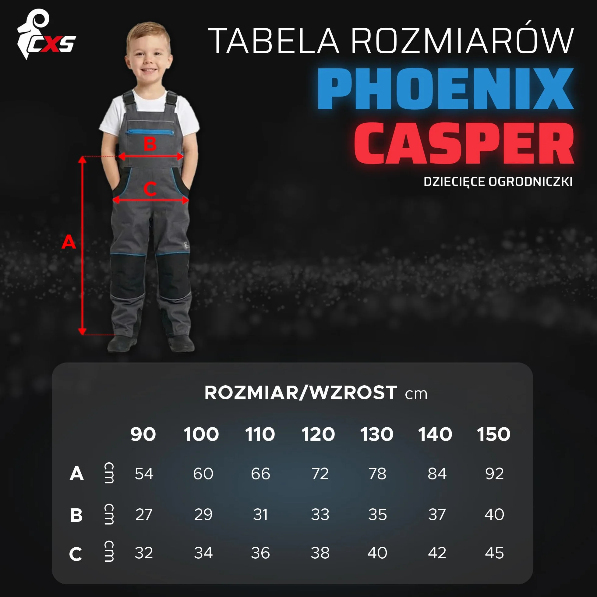 CXS Pinocchio/Woody/Camo/Casper dziecięce ogrodniczki robocze, spodnie robocze dla dzieci, spodnie ogrodowe dla chłopców, ogrodniczki ogrodowe dla dzieci