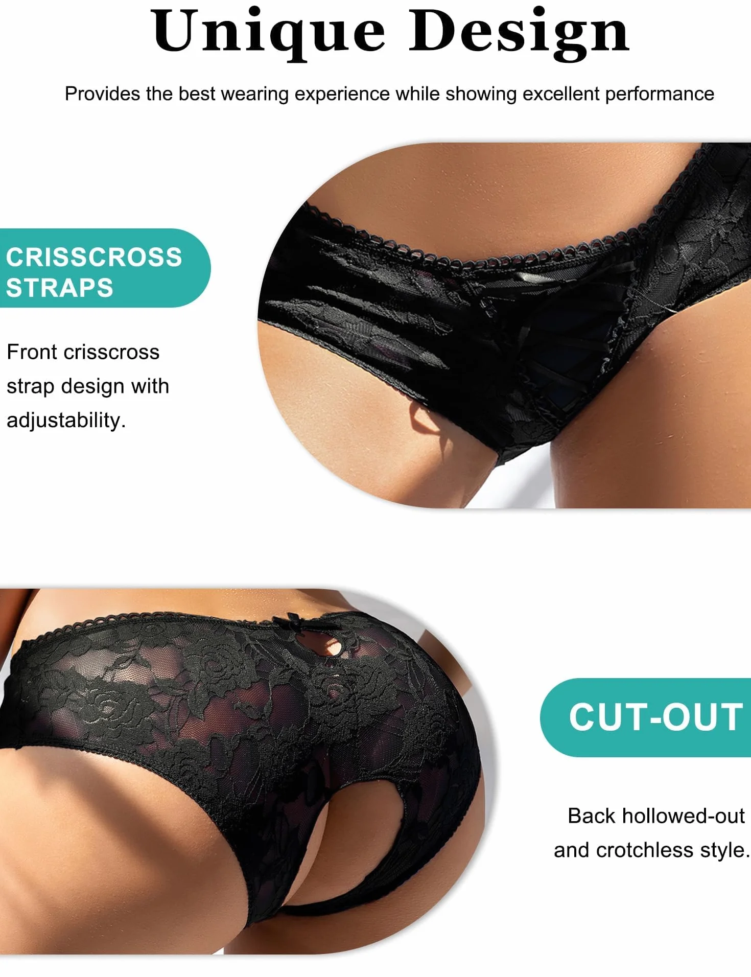 ohmydear Uwodzicielskie otwarte stringi z dziurą majtki damskie przezroczyste plus size seksowne majtki koronkowe stringi sexy erotyczna bielizna z paskami krzyżowymi z przodu