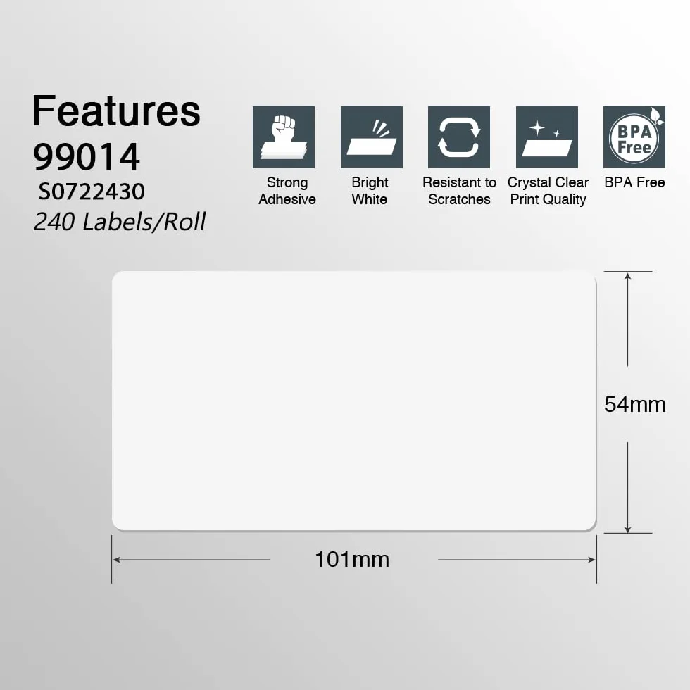 BETCKEY - 2 Rolek 99010 Etykiet Kompatybilne z DYMO S0722370, 28mm x 89mm, 700 Etykiety Adresowe Sztuk do LabelWriter 450 4XL, NIE do 550/5XL