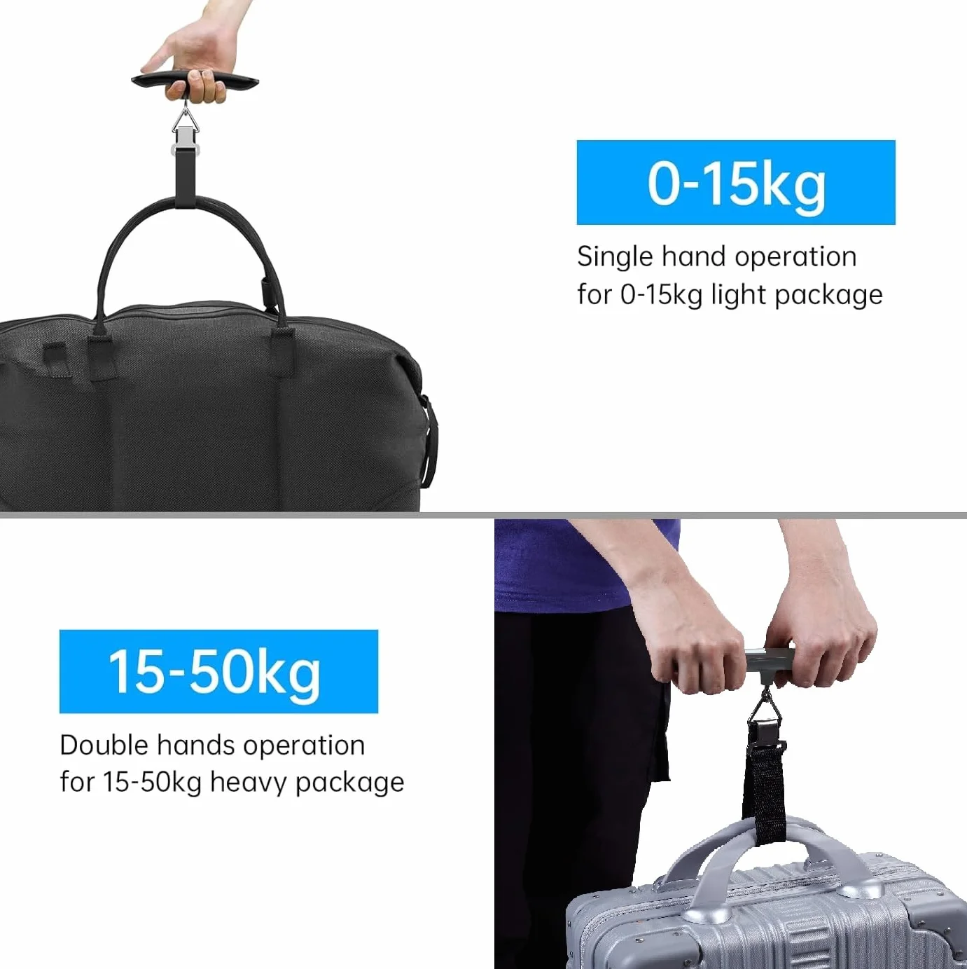 CAMRY Waga bagażowa podróżna waga bagażowa z wyświetlaczem LCD, funkcja tary, obciążenie do 50 kg, kolor czarny