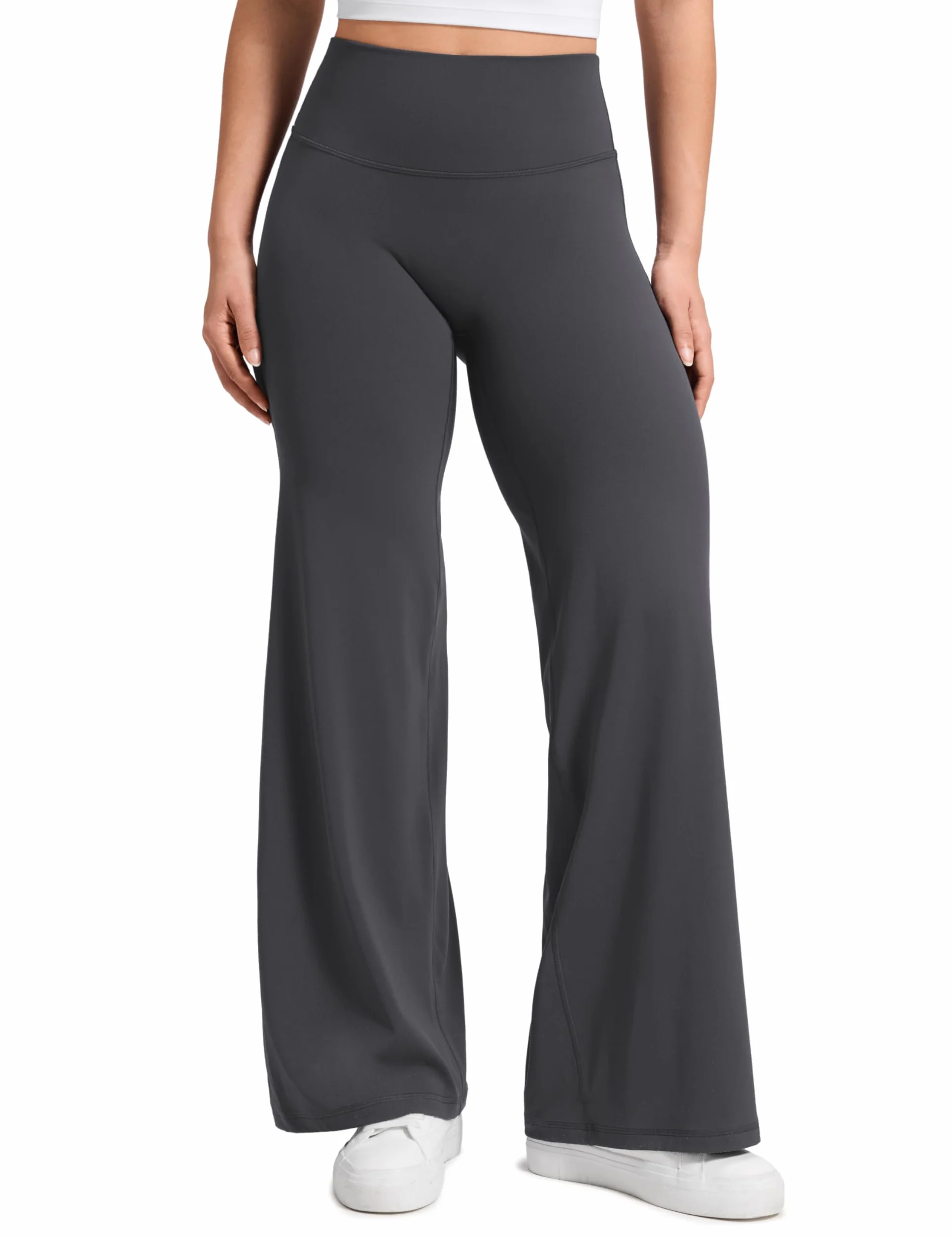 CRZ YOGA Softretch Spodnie z szerokimi nogawkami bez szwów z przodu 76 cm damskie z wysokim stanem do jogi miękkie maślane wygodne codzienne
