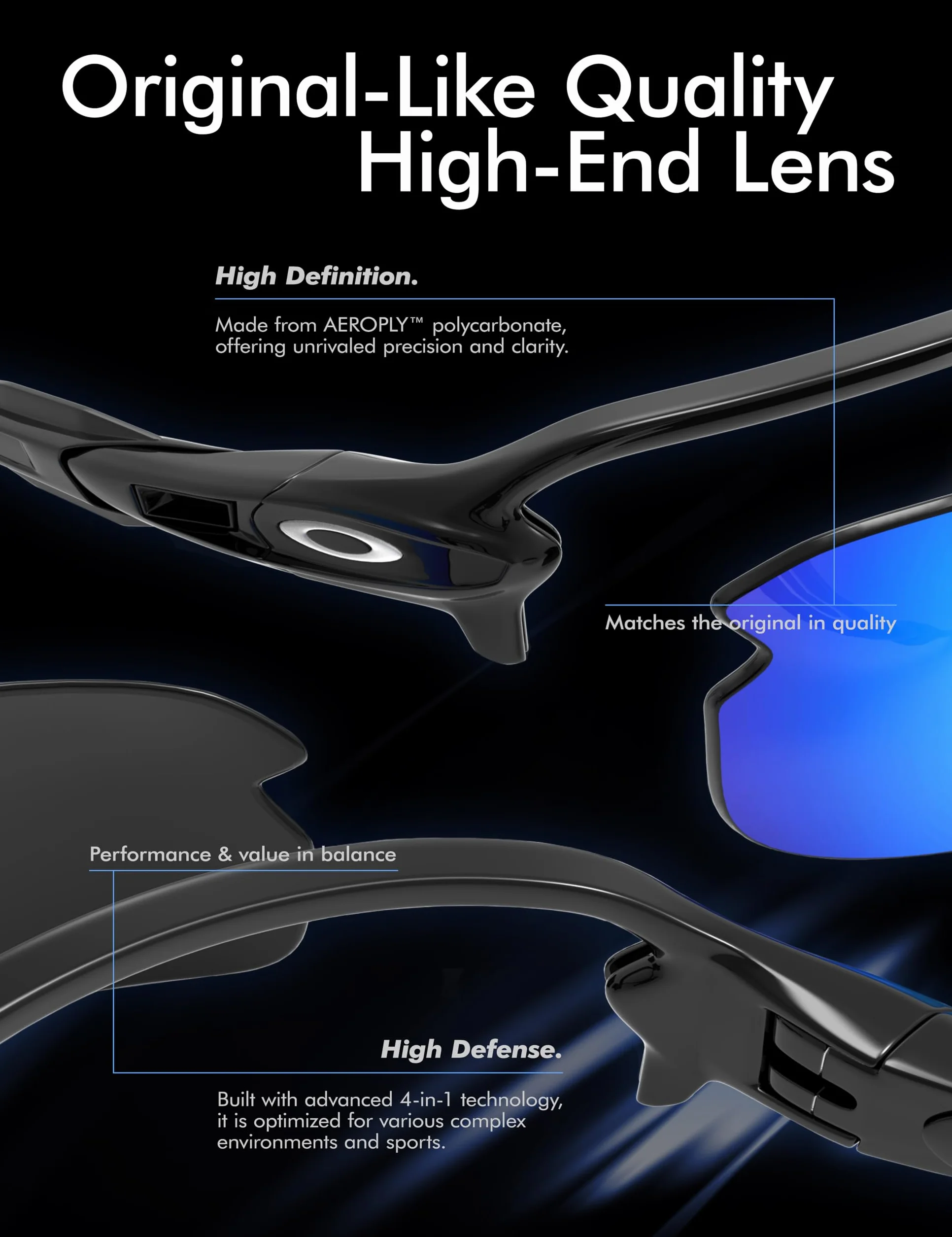 Saucer Szkła zapasowe klasy premium, kompatybilne z Ray-Ban Meta Wayfarer RW4008, 53 mm Smart okulary przeciwsłoneczne