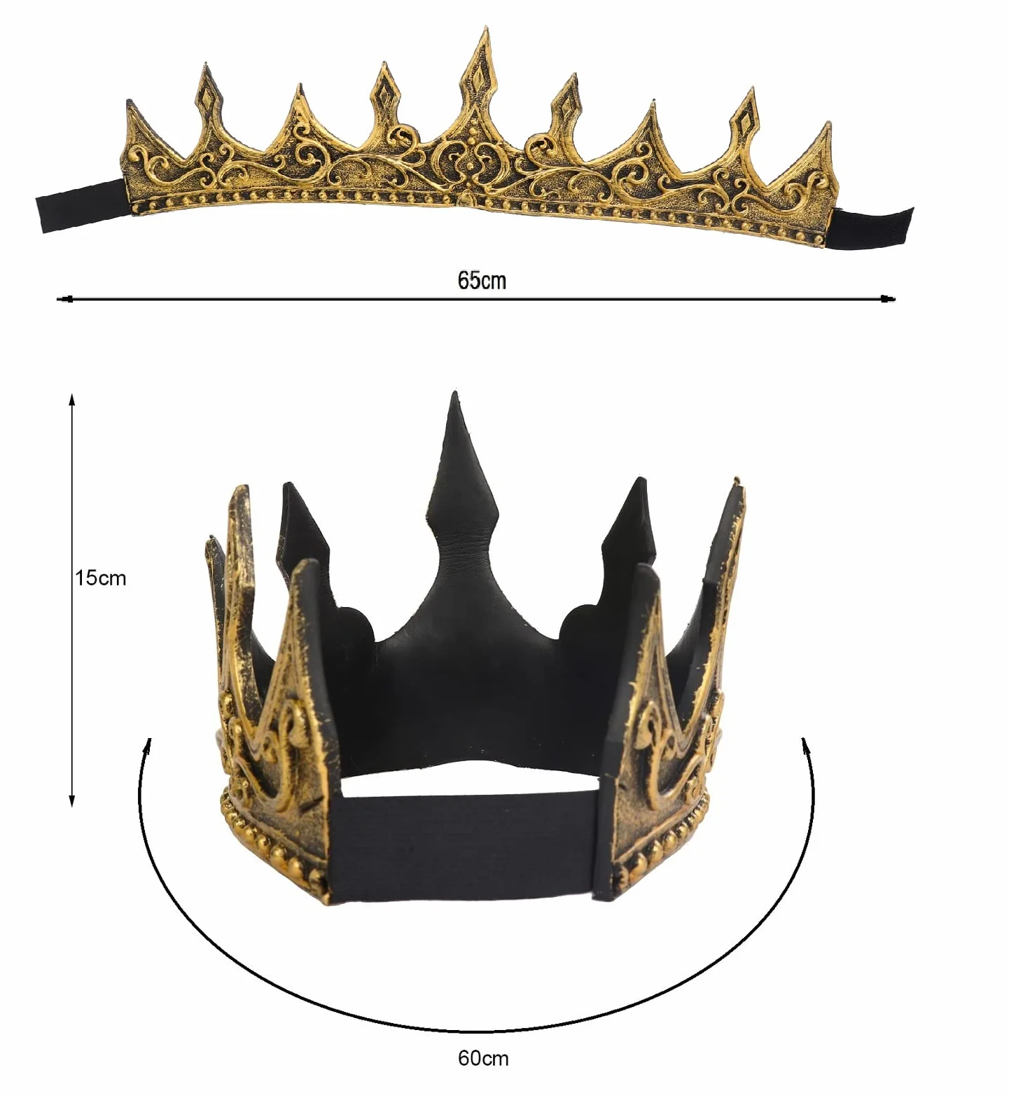 VKI® 2 sztuki, średniowieczna korona królewska, opaska na czoło, tiara, na Halloween, Cosplay, kostium karnawałowy dla dorosłych, złota i srebrna