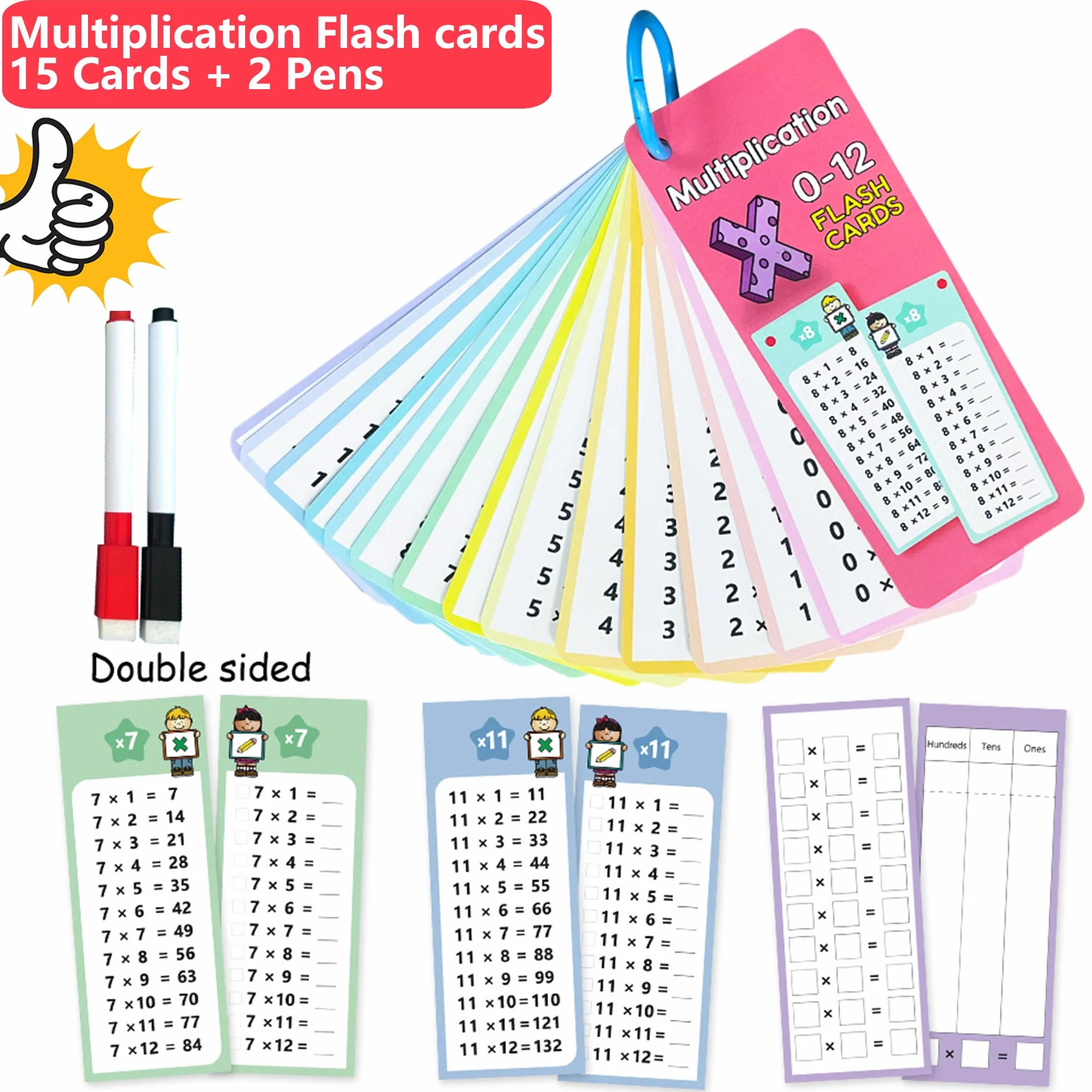 laeeyin 1 x 1 mnożenie matematyki karty do nauki jednorazowe karty do nauki dla dzieci 1 x 1 do nauki gry od 1 do 12, przenośna pomoc w nauce, zabawa podczas nauki mnożenia (mnożenie)