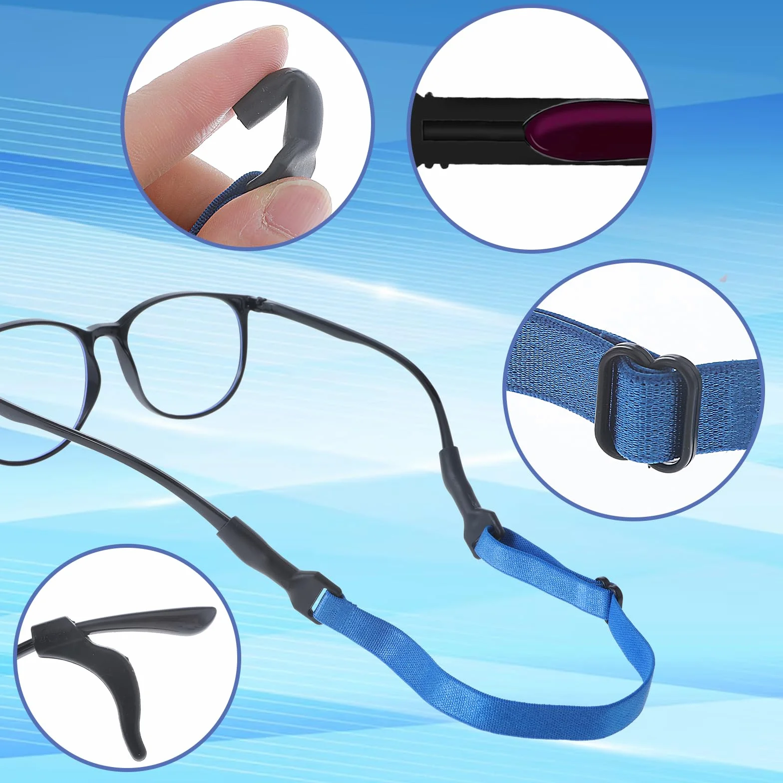 Gjinxi Regulowane paski do okularów 6 szt., okulary przeciwsłoneczne z linką ustalającą okulary pasek do okularów sportowe uchwyty na okulary wokół szyi smycze do okularów dla mężczyzn, kolorowy,