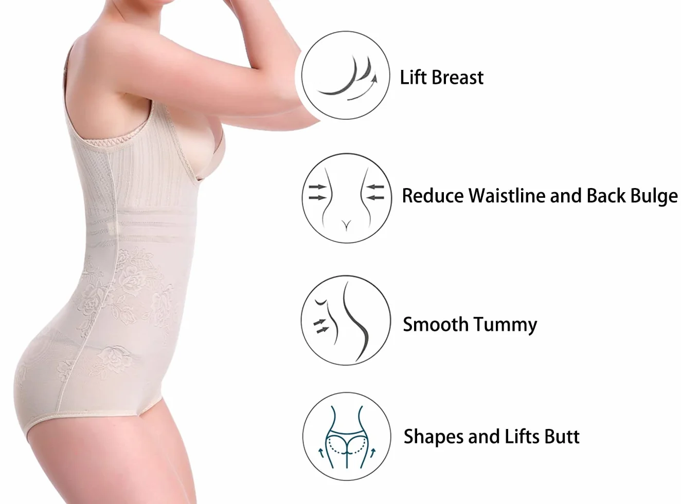 KSKshape Bezszwowe body modelujące sylwetkę z otwartym biustem bielizna modelująca mocne body dla kobiet