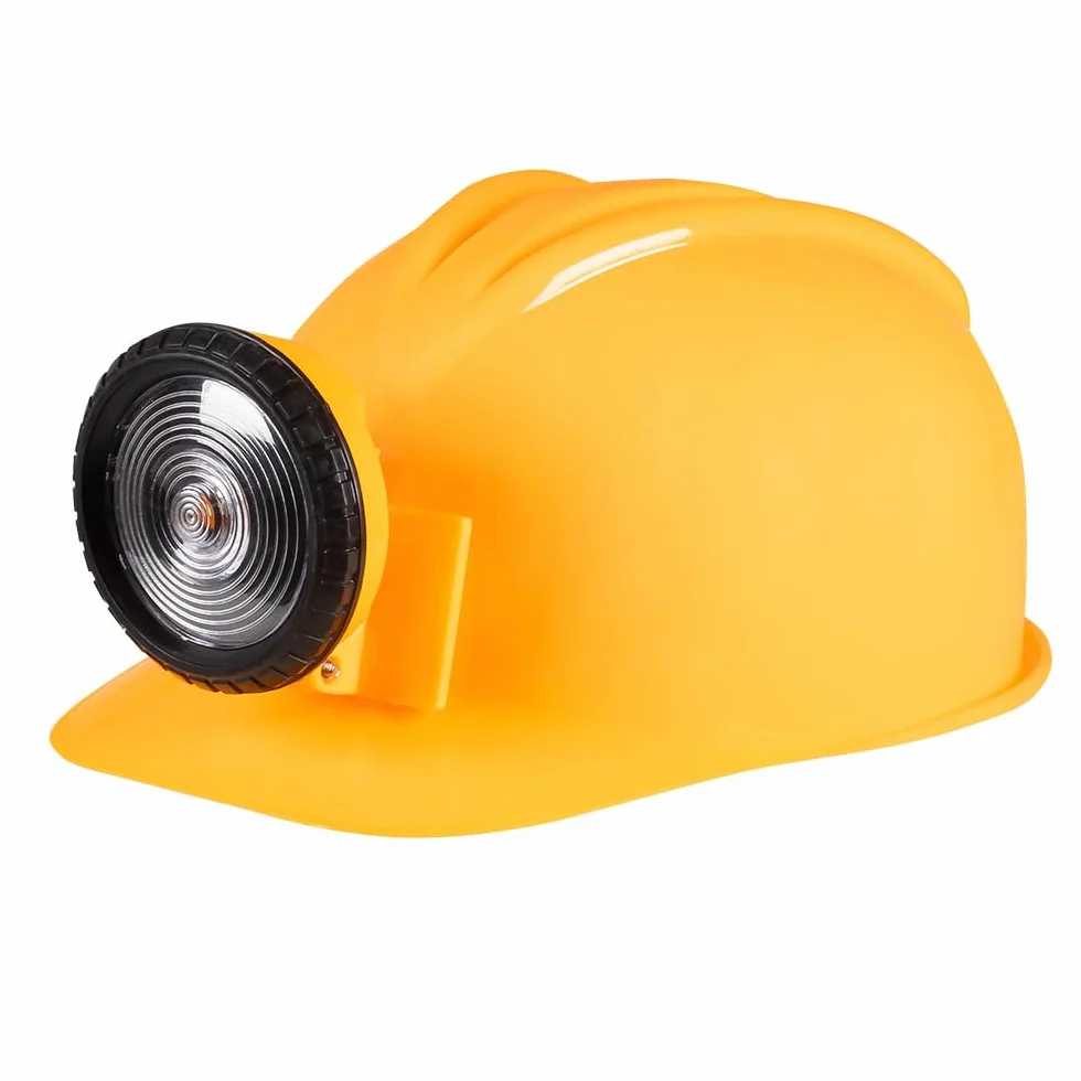 Boland 01414 - kask budowlany ze światłem, żółto-czarny, dla dorosłych, regulowany rozmiar, plac budowy, kostium, karnawał, impreza tematyczna