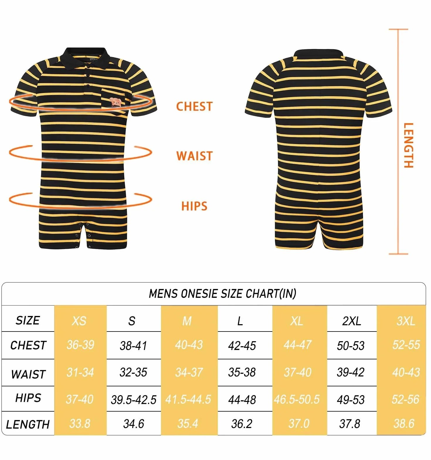 Landofgenie Onesie Piżama Męskie Krótki Rękaw Bawełniany Romper Jednoczęściowy Body Striped Romper dla Mężczyzn