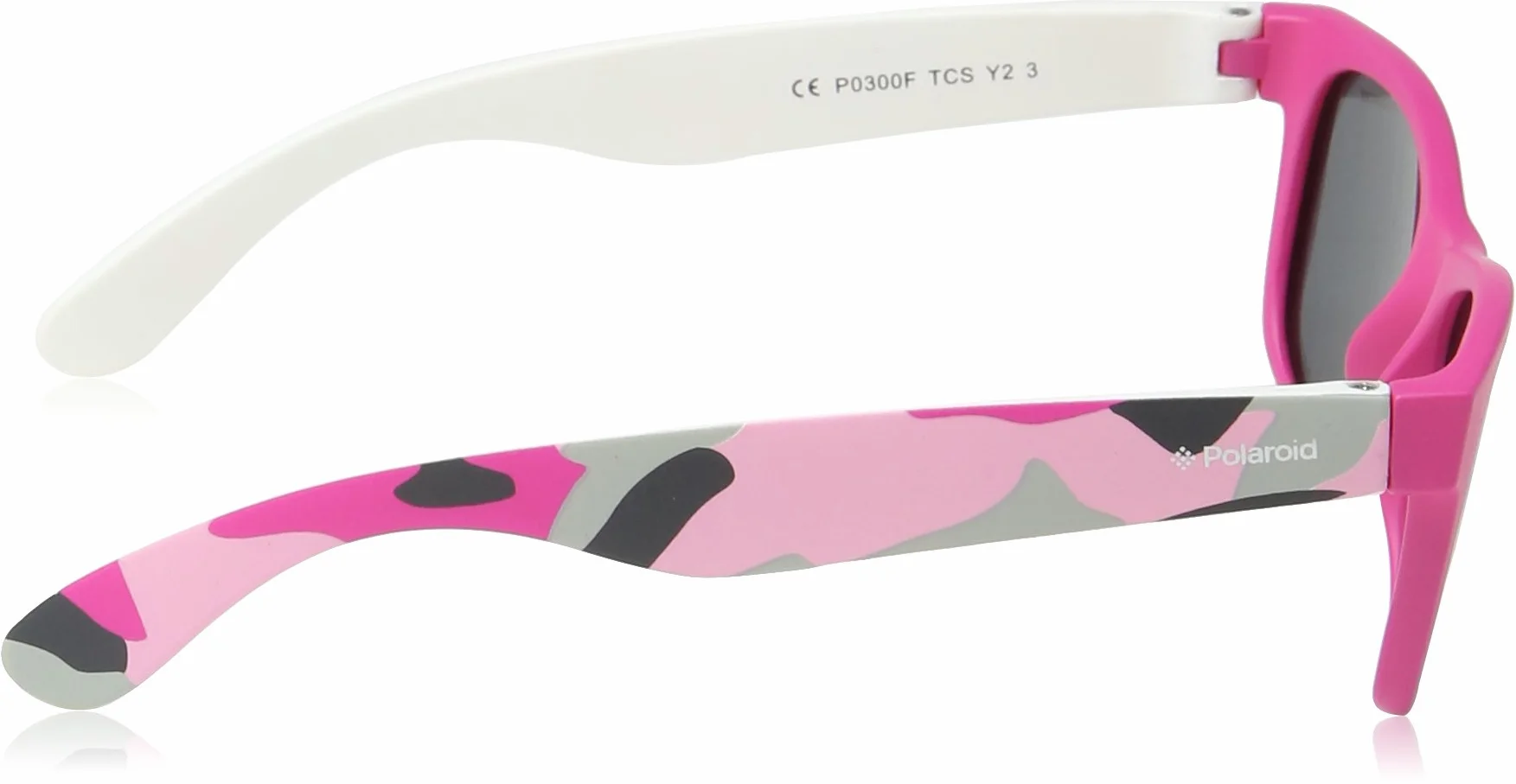 Polaroid P0300 Y2 Tcs okulary, różowe (Pink Camouflage Fuchsia/Grey Polarized), 43, uniseks, dla dzieci