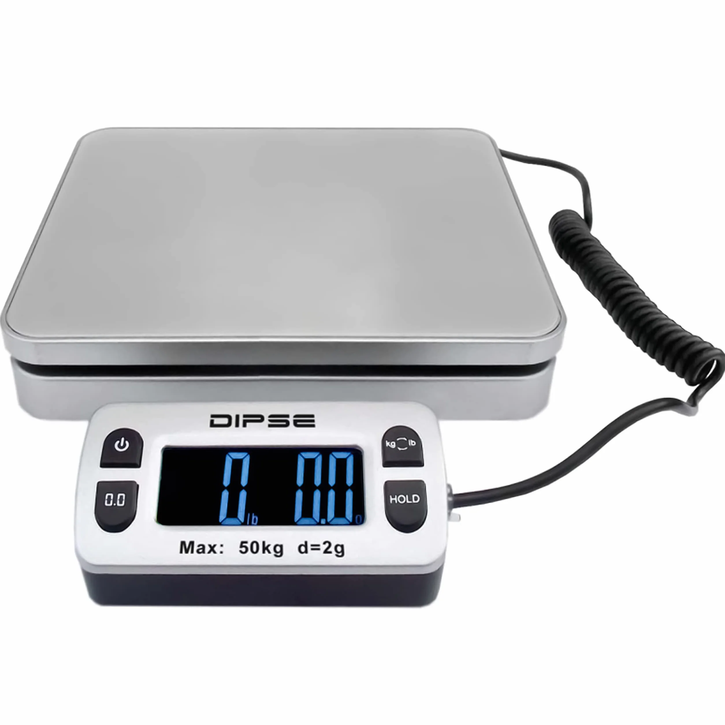 DIPSE Parcel Mini waga do pakowania z wyświetlaczem zewnętrznym i dużą wagą, 50 kg x 0,002 kg