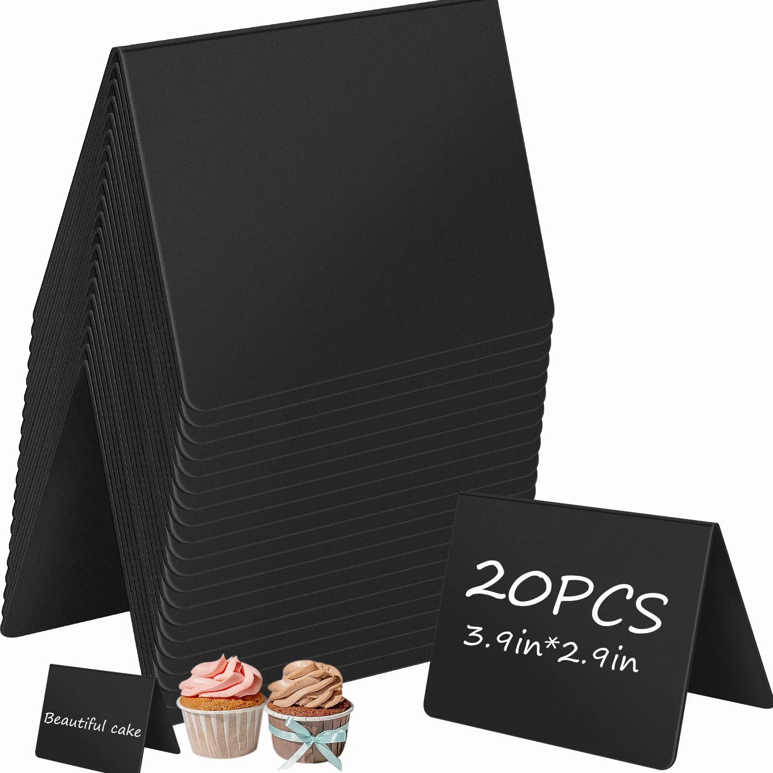 Mini tablica do pisania kredą, mały zestaw, 20 tabliczek do opisania, tabliczki cenowe w kształcie litery V, tablica łupkowa z 1 pisakiem, do gastronomii, bufetu, kawiarni, na wesele, imprezę