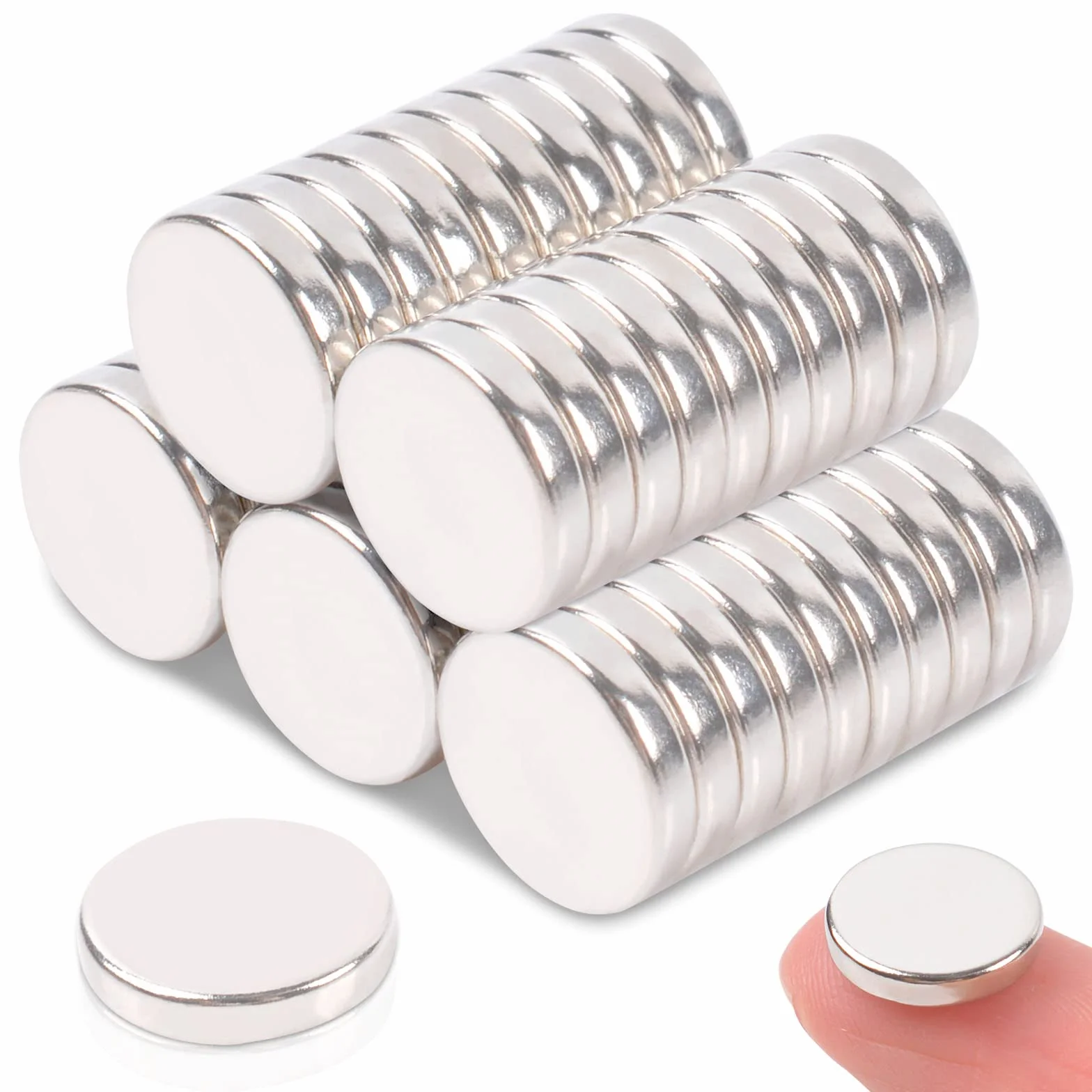 Magnesy neodymowe 10 x 2 mm, mocne, okrągłe, do przypinania, tablicy magnetycznej, na lodówkę, tablicę suchościeralną, rękodzieło, zdjęcia, bardzo mocne, 52 sztuki