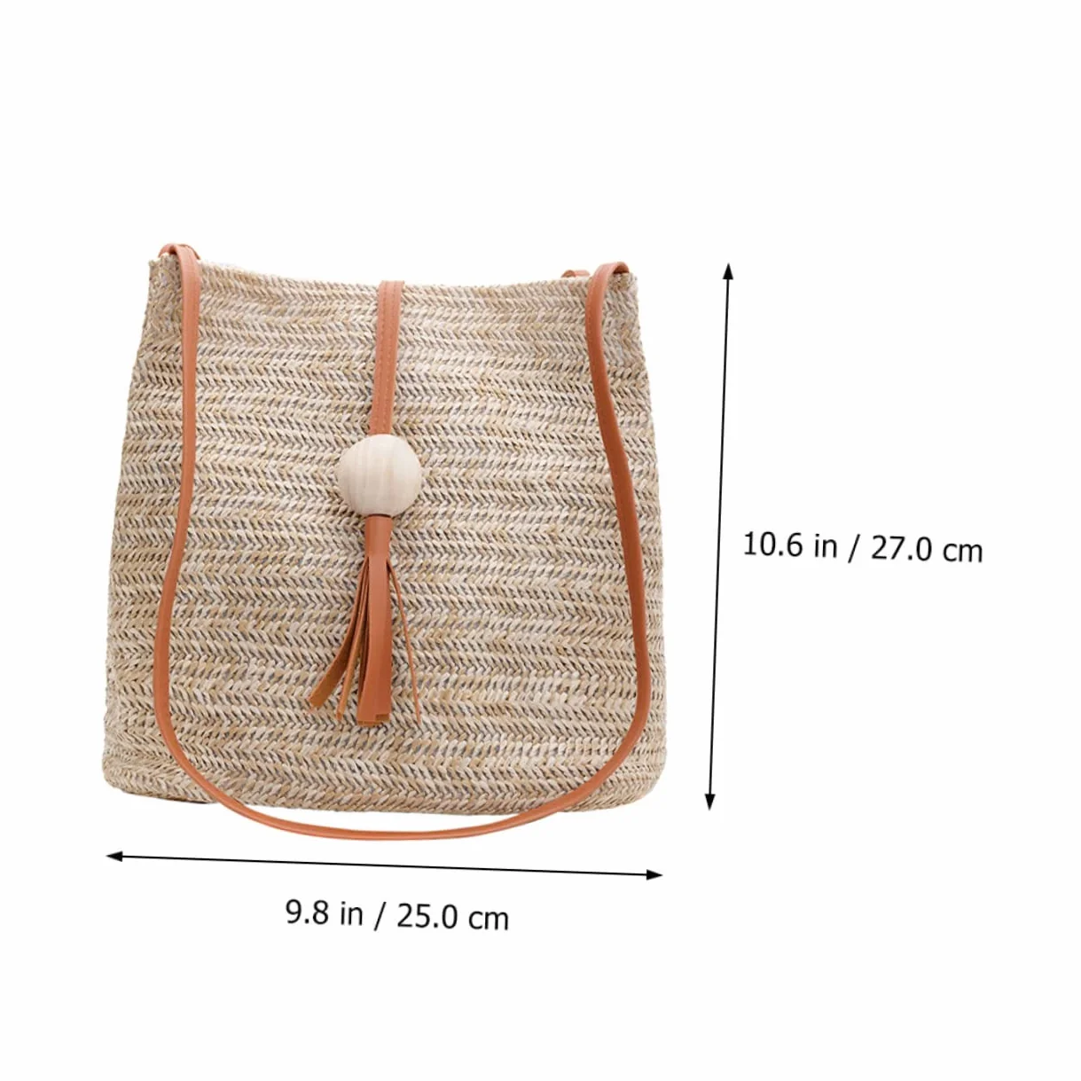 Holibanna 1kawałek Torba Wodoodporna Wykonana z Trawy Włóknistej Lato Dla Kobiet Stylowy Koszyk Kolorze Brązowym Przenośny Model Bucket Bag Do Codziennych Stylizacji