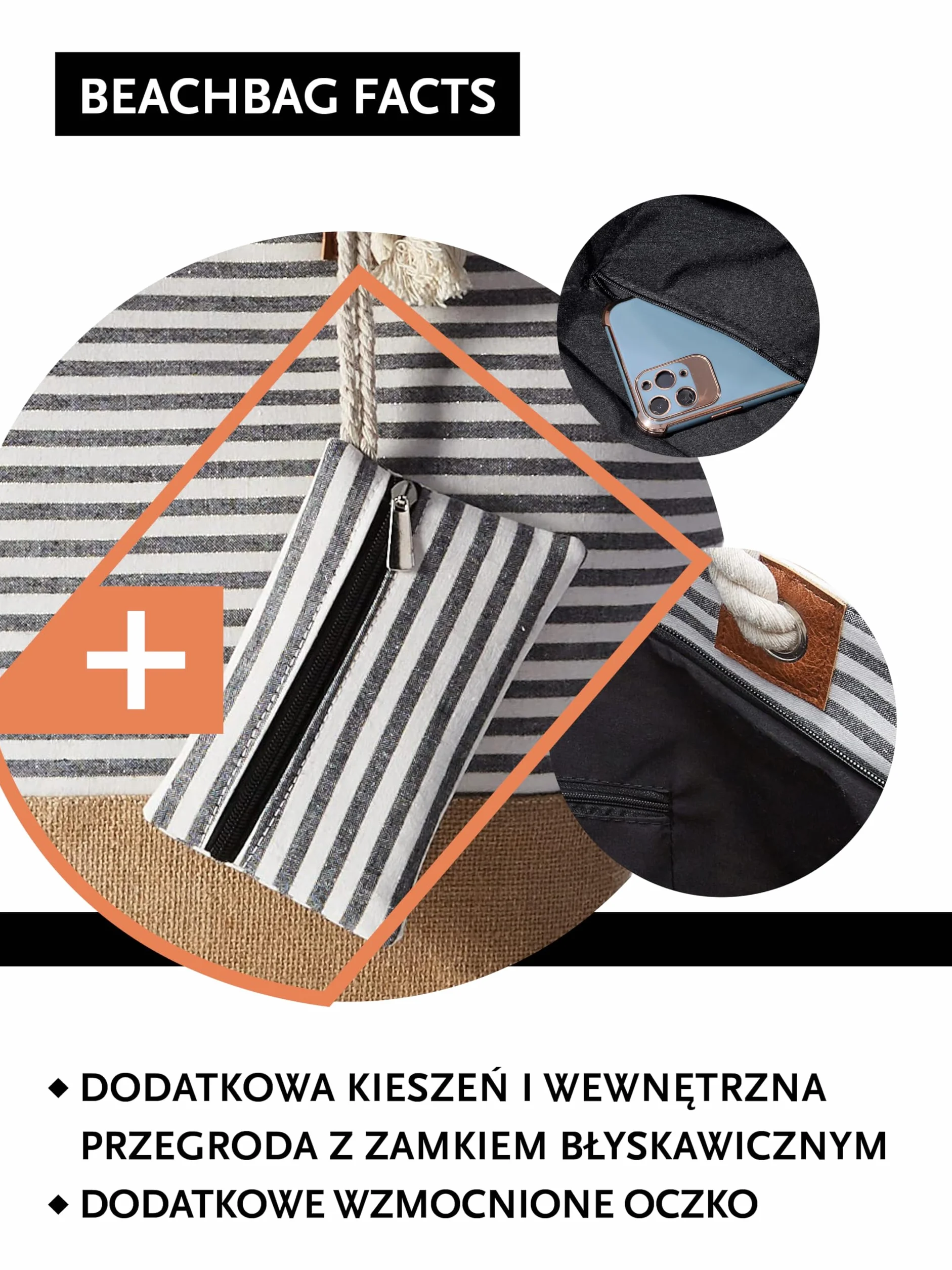 DonDon torba plażowa XXL rodzinna torba plażowa damska duża z zamkiem błyskawicznym