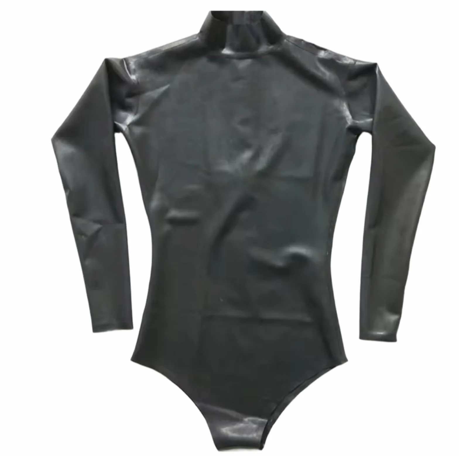 100% naturalny lateks kombinezon z tyłu zamek błyskawiczny długi rękaw obcisłe gumowe body strój kąpielowy cosplay