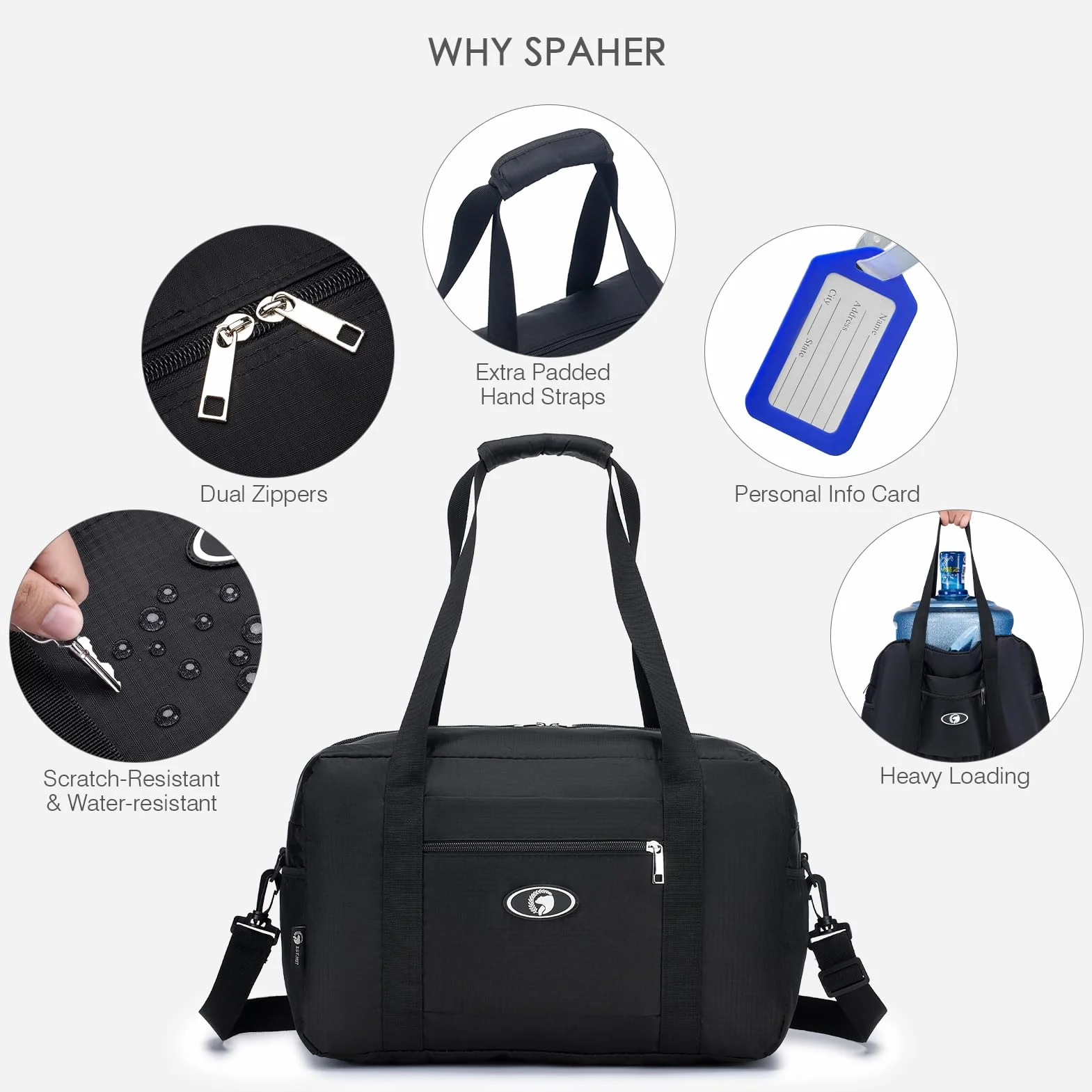 SPAHER 2X Torba kabinowa 40x20x25cm Ryanair Składana torba podróżna marynarska Bagaż podręczny Mała torba kabinowa pod siedzeniem Lekka torba podróżna Walizka Torebka