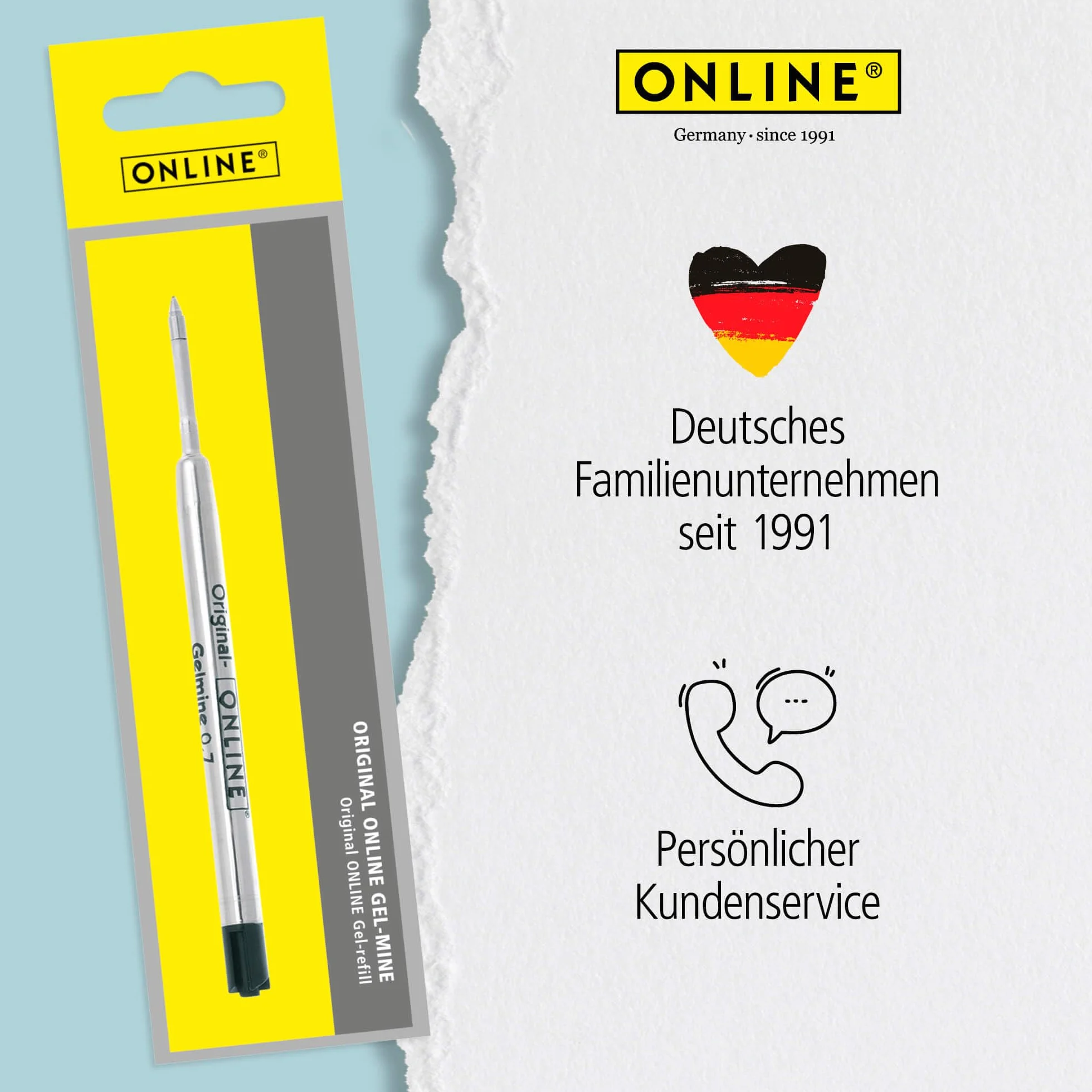 Wkład wymienny do długopisu Online, również do Parker, Pelikan, Faber-Castell, międzynarodowy standardowy wkład żelowy, pasta żelowa, grubość kreski 0,7 mm, nieścieralny do dokumentów, 1 sztuka, kolor