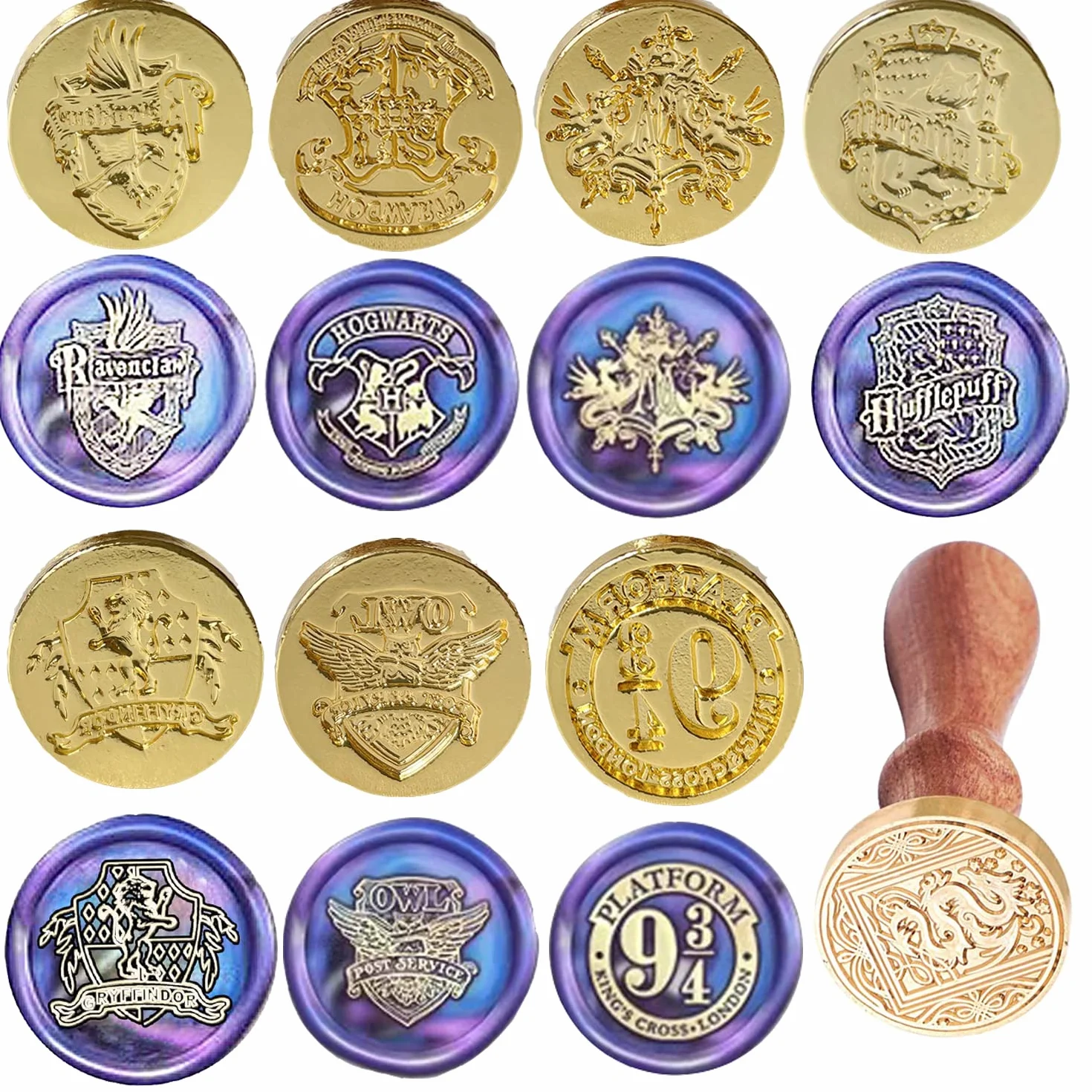 Zestaw pieczątek woskowych, 8 sztuk, magiczny czarodzieja, pieczęć woskowa z uchwytem, vintage, pieczęć na Boże Narodzenie, zaproszenia ślubne, koperty, opakowanie prezentowe