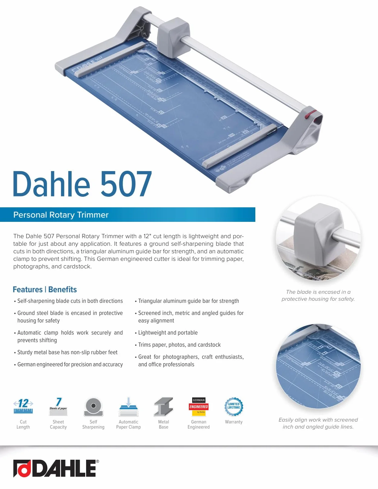 Dahle 00507-24040 Przycinarka do Papieru 507, Wielokolorowy, A4