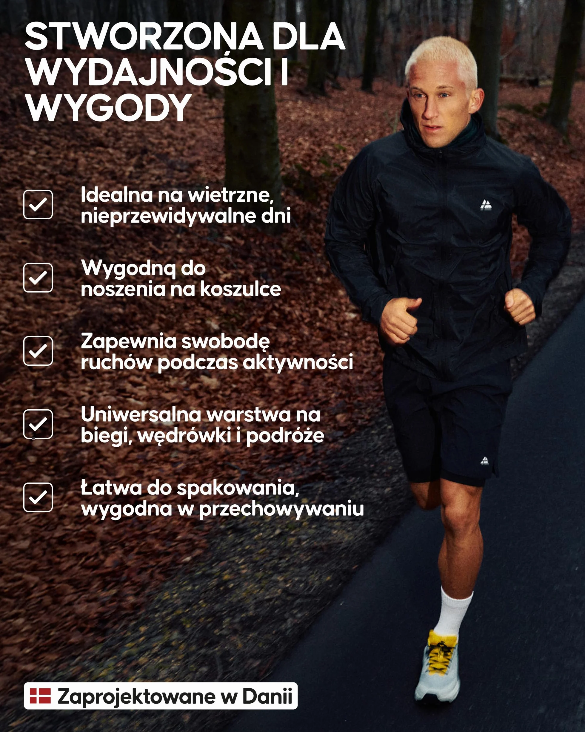DANISH ENDURANCE Kurtka do Biegania Męska, Zip, Sportowa, Wiatrówka, Lekka, Ciepła