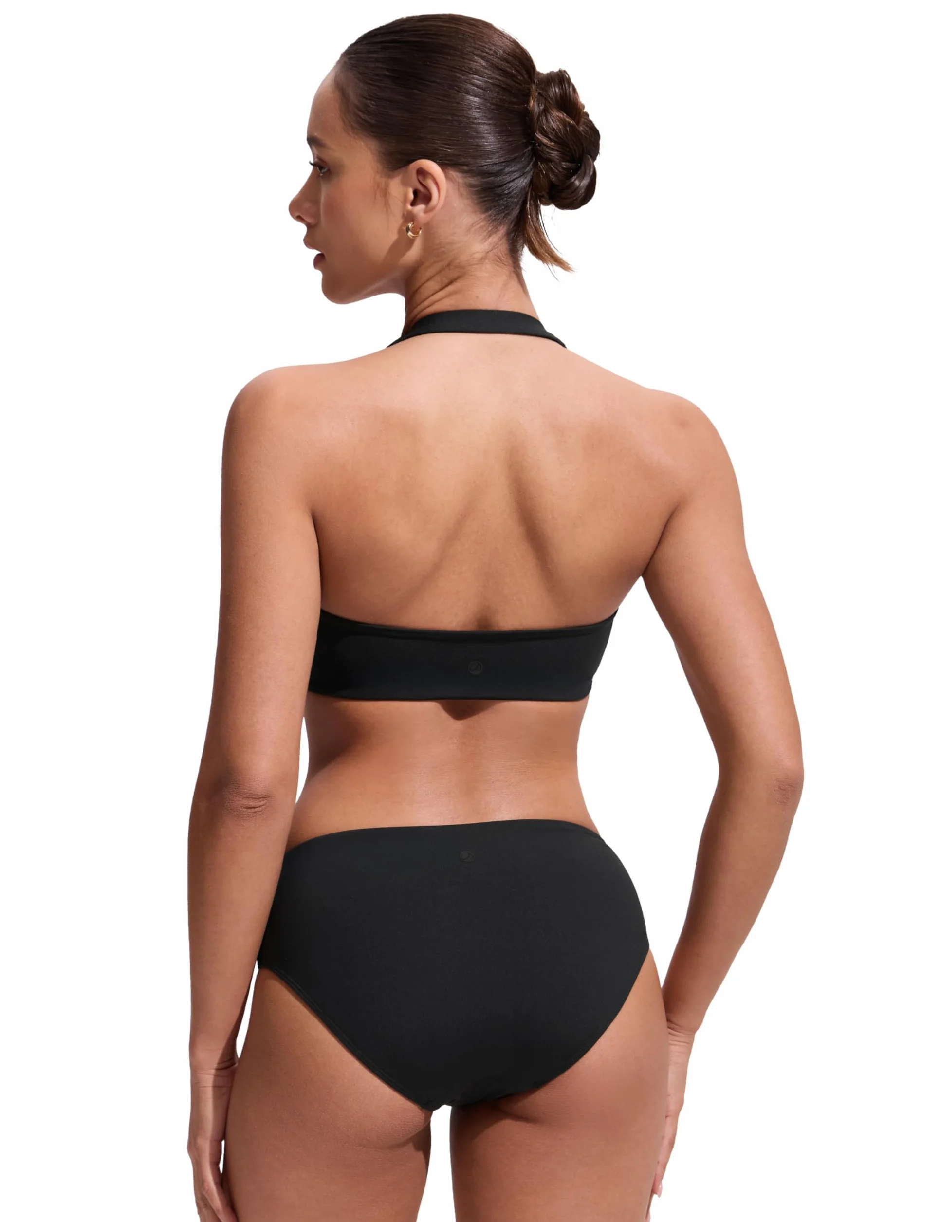 CRZ YOGA Damskie bikini z marszczeniami z przodu i halterem - kostium kąpielowy z okrągłym dekoltem i odkrytymi plecami usztywniany