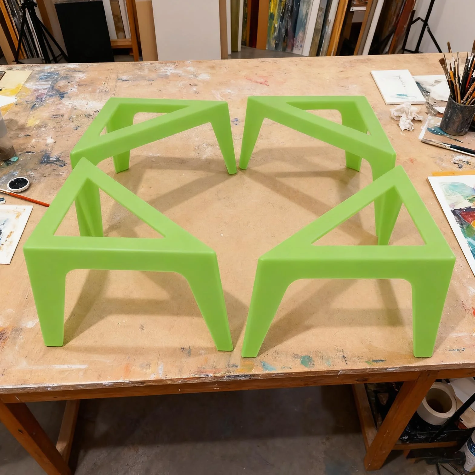 Art Easel Supports - Paint Canvas Holder Set, 4 Pieces Triangle Risers, Non Slip Design Function, Ideal for Home Studio Artwork Classroom Artist Projects Display