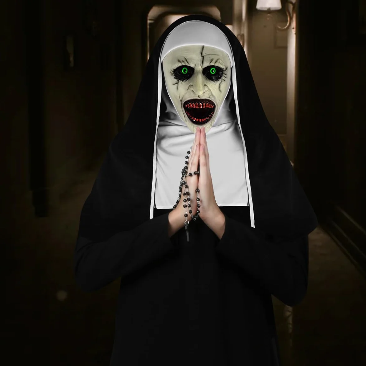 Maska Halloween zakonnica maska ​​horroru Dekoracja Halloween, maska ​​zakonnicy cosplay straszna maska ​​Maski Halloween kostium, maska ​​lateksowa maski szkieletowe horror dekoracja na Halloween