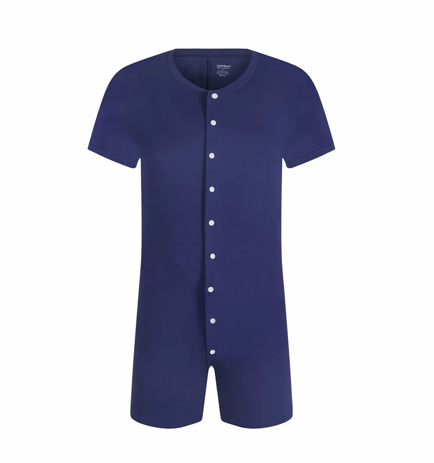 Landofgenie Bodysuit Męska koszulka piżamowa dla mężczyzn Body jednoczęściowe Bielizna bawełniana Onesie Romper z krótkim rękawem