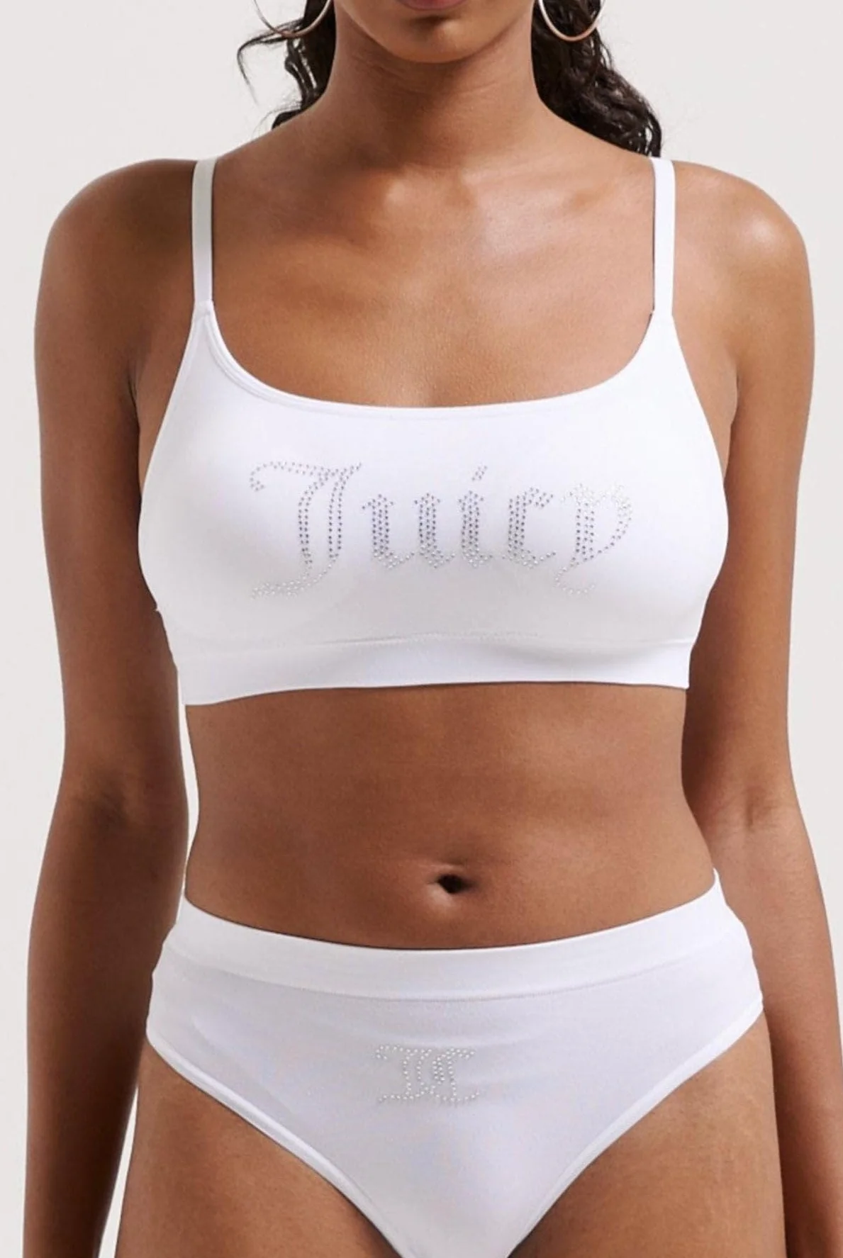 Juicy Couture Damska bielizna Juicy Diamante Bralette & HIGH Leg Brief zestaw bielizny, biały, standardowy (opakowanie 44 szt.), biały, Rozmiar uniwersalny