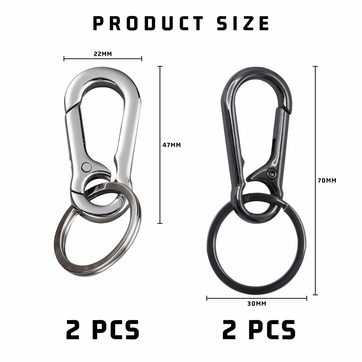 4 klamry kluczowe, metalowe zawieszki, ruchoma klamra z hakiem, klamra anty-lust, metalowa klamra, do zawieszenia w plecaku