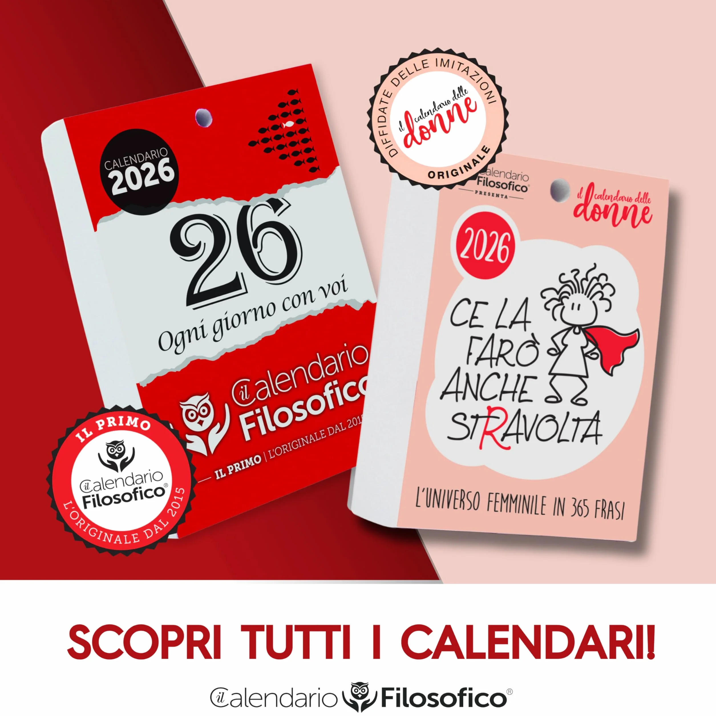Il Calendario Filosofico 2026, zamiennik A6, 10 x 14 cm, pierwszy i oryginalny kalendarz biurkowy z 365 dniami fraz filozoficznych, czytaj codziennie zdanie, zaprojektowany i stworzony w Bolonii