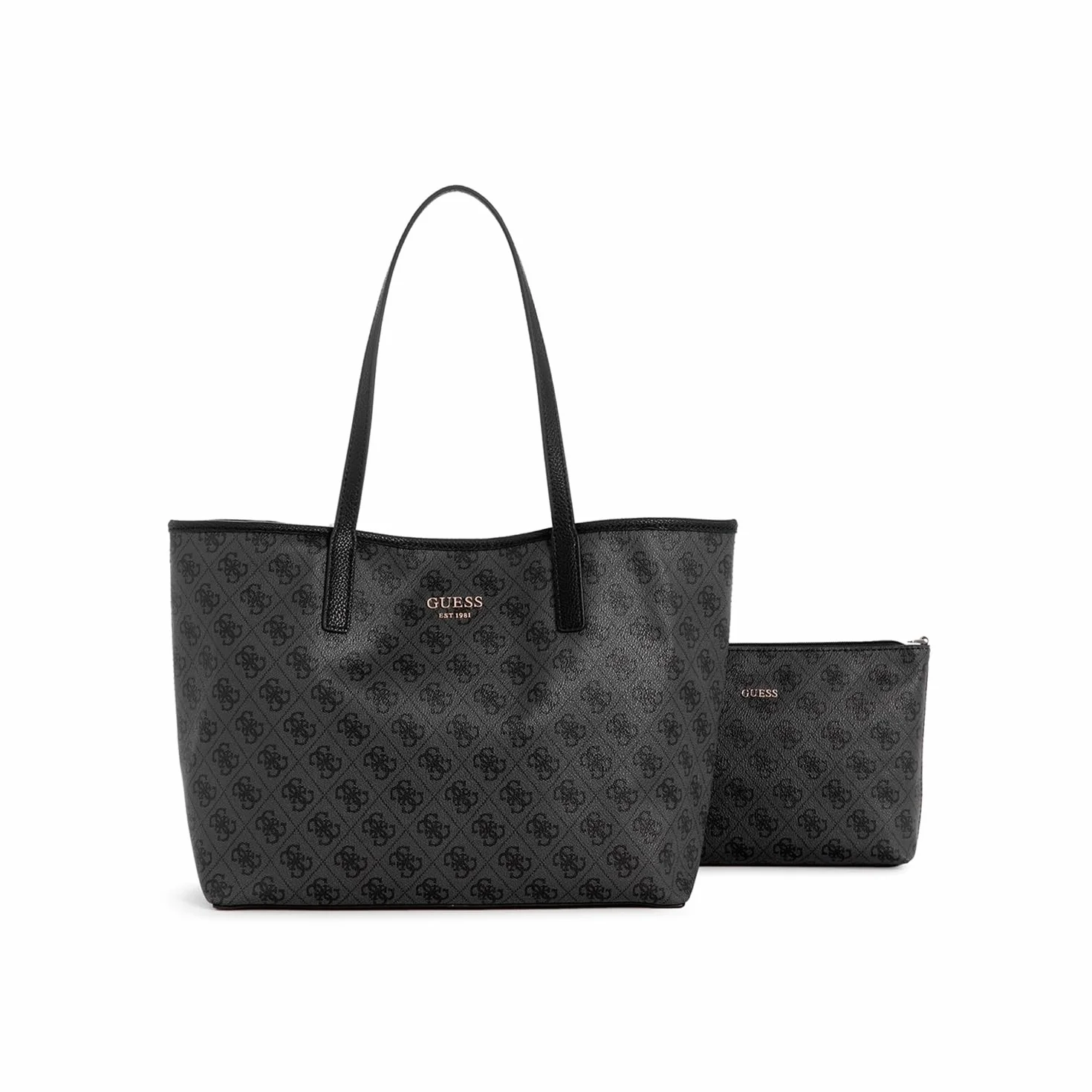 GUESS Damska duża torebka na ramię Vikky 2 w 1, Logo węglowe, One Size, Vikky duża torba 2 w 1