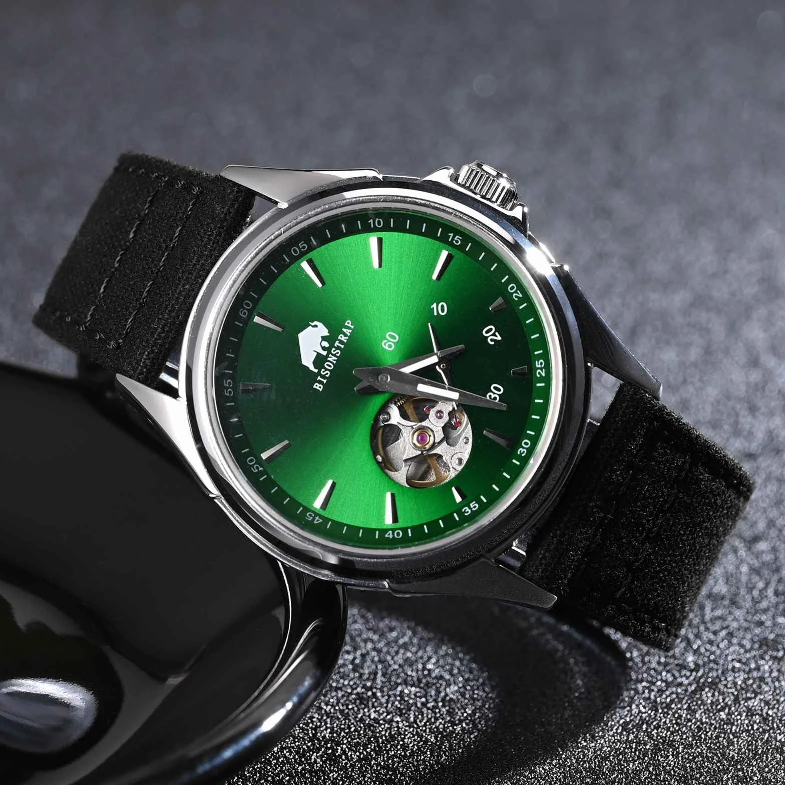 BISONSTRAP Pasek do zegarka z płótna dla kobiet i mężczyzn, szybkie zdejmowanie, szczotkowana klamra, szerokość 20 mm, 22 mm, 24 mm