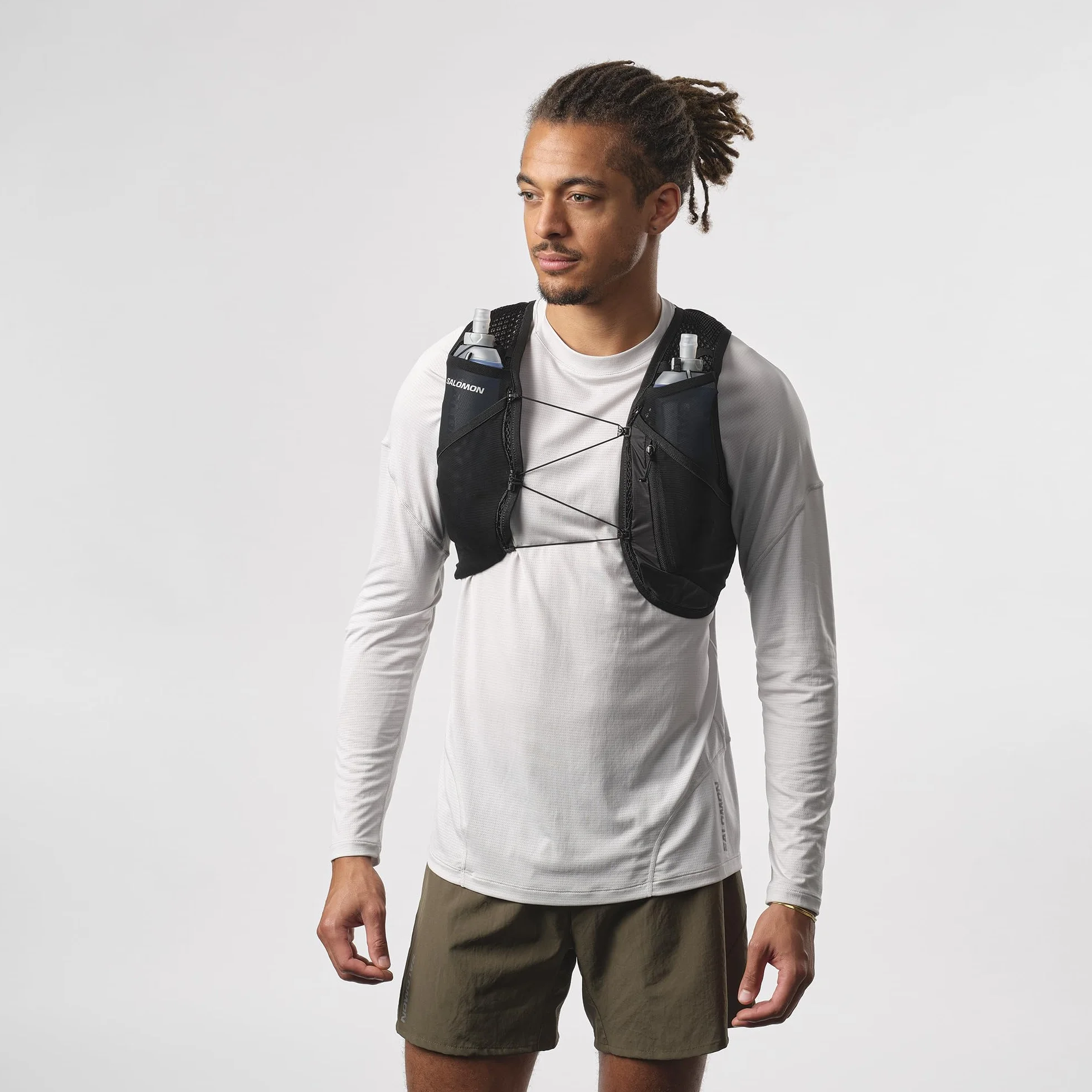 Salomon Active Skin 4 Unisex kamizelka nawadniająca do biegania szlak turystyczny z butelkami w zestawie, precyzyjne dopasowanie, 4 l i zoptymalizowane przechowywanie, czarna, XL