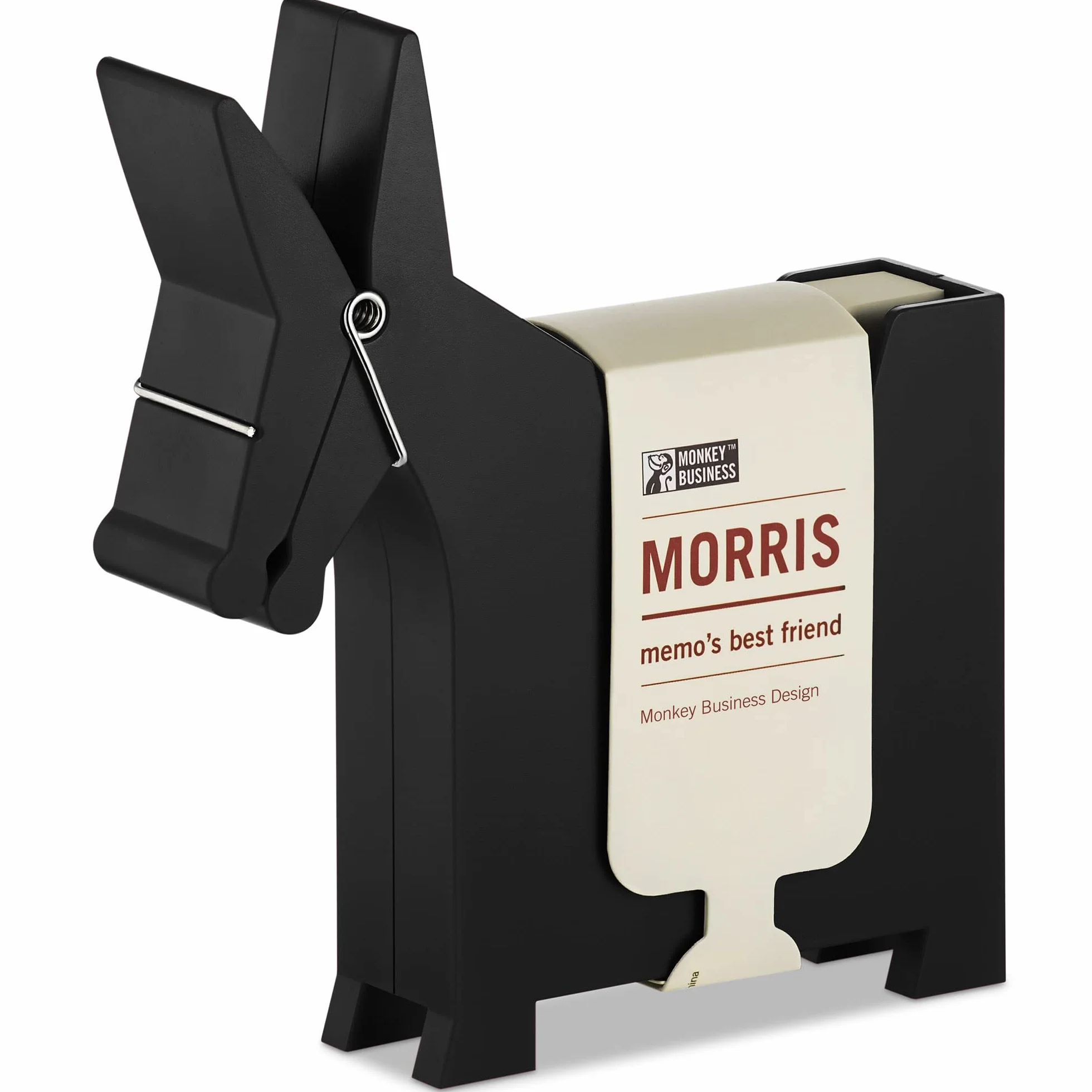 Monkey Business Morris The Donkey: Uchwyt na notatki na biurko, urocze akcesoria biurkowe i artykuły biurowe, zabawne dekoracje biurka i akcesoria biurowe, materiały biurkowe: uchwyty i dozowniki,