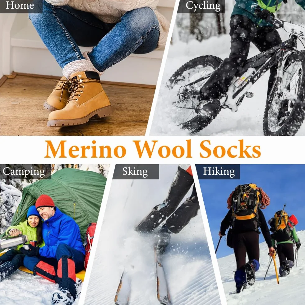 flintronic 2 pary skarpet narciarskich, wełniane skarpety narciarskie z wełny merynosowej, oddychające skarpety kompresyjne do kolana na zimno, wędrówki, polowania, snowboarding, 38.5-40.5 EU