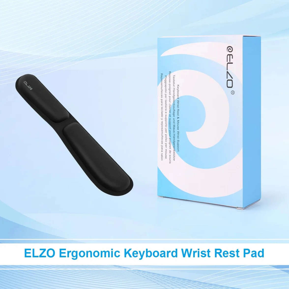 ELZO Ergonomiczna podkładka pod nadgarstek do klawiatury, z pogrubioną wyściółką z pianki z pamięcią kształtu o wysokiej gęstości, ergonomiczna konstrukcja, składana podkładka pod nadgarstek