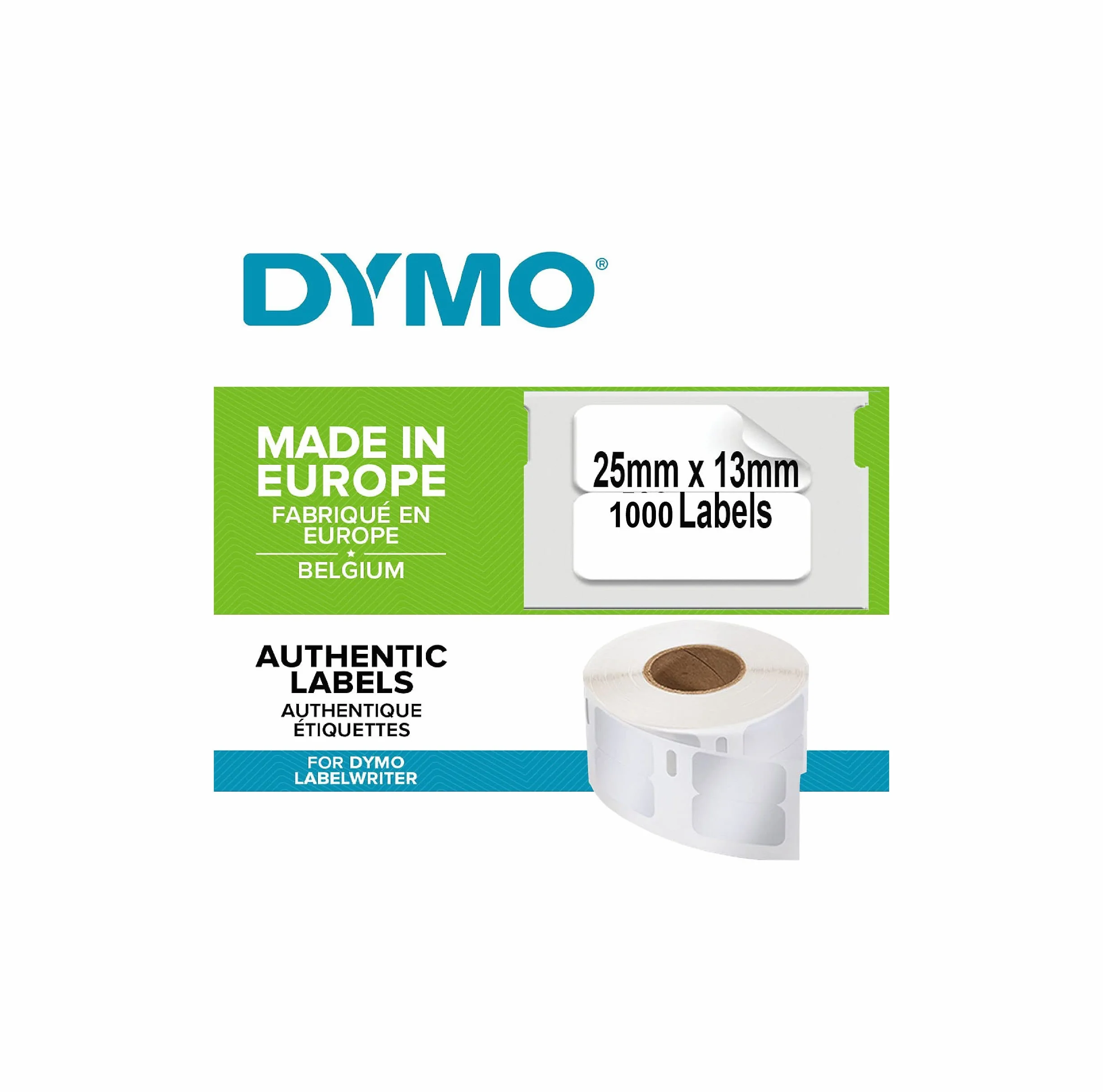 DYMO Oryginalne etykiety uniwersalne LabelWriter (małe) | 13 mm x 25 mm | rolka z 1000 łatwymi do odklejenia etykietami | samoprzylepne | do drukarek etykiet i urządzeń do etykiet LabelWriter