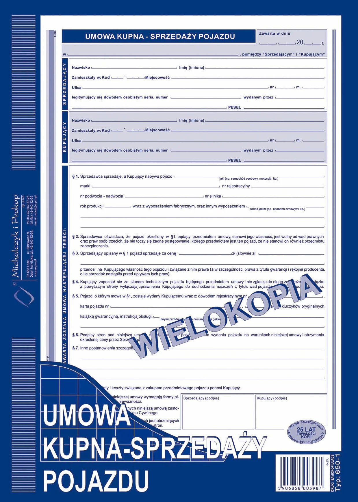 Ak umowa kupna-sprzedaż pojazdu 650-1