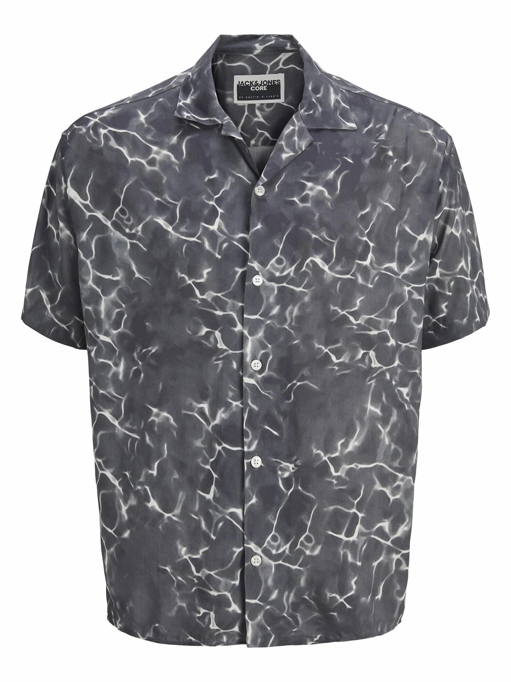JACK & JONES Męska koszulka Jcoinfinity AOP Resort Ss, czarny, L