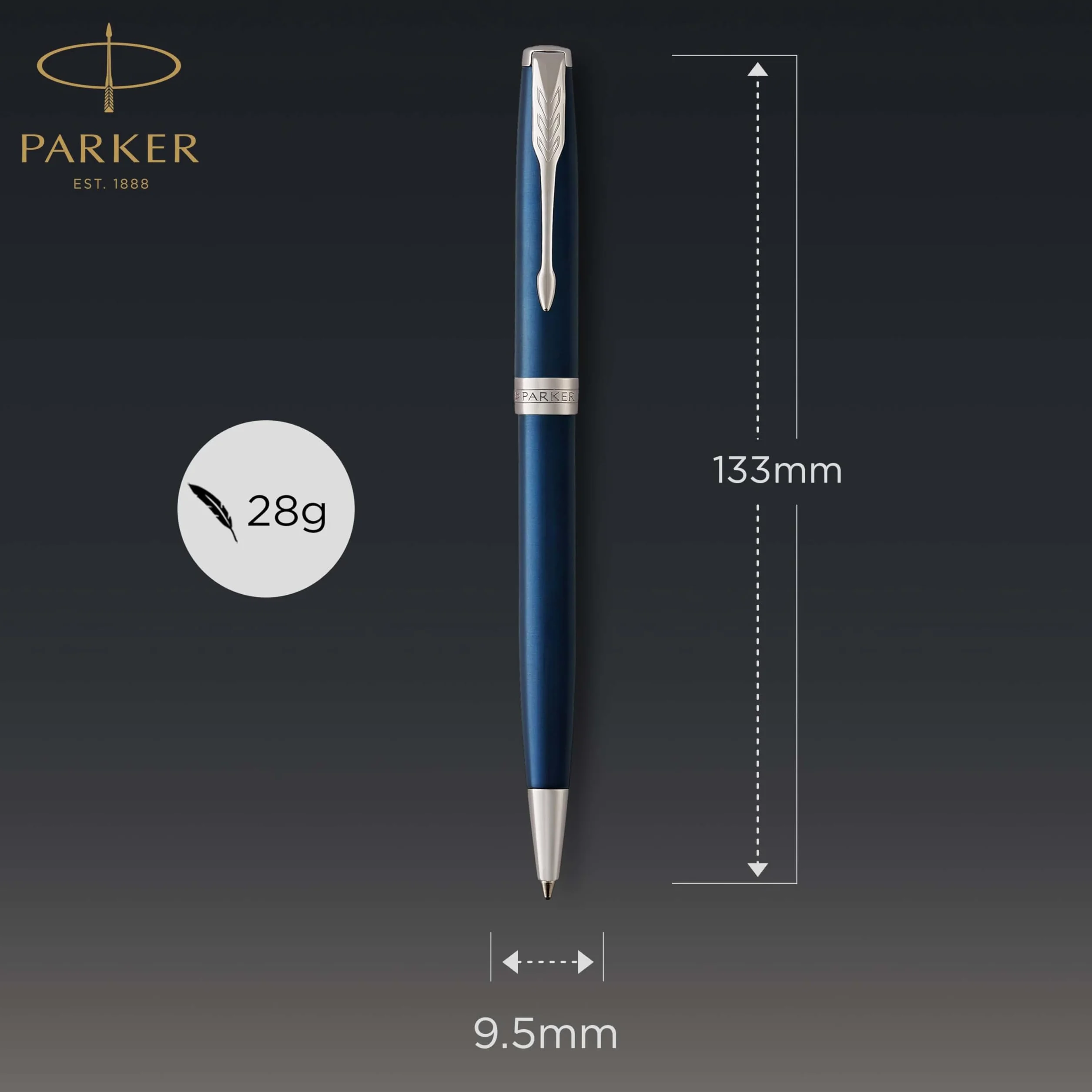 PARKER Sonnet długopis Subtel Blue CT | subtelny niebieski werniks z wykończeniami z palladu | końcówka medium | czarny atrament | opakowanie prezentowe