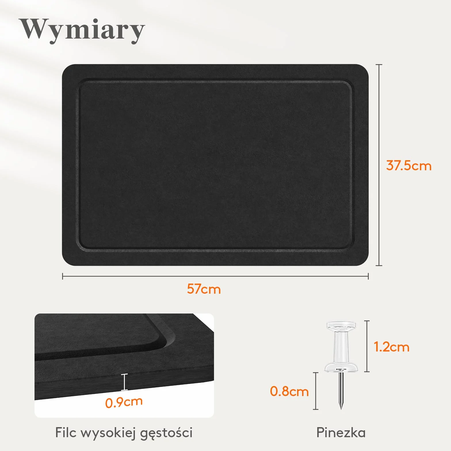 Lifewit Składana i Samoprzylepna Filcowa Tablica, 57 x 37,5 cm, Alternatywa dla Tablica Korkowa, Dekoracyjna Tablica Memo do Biura z 20 Pinezkami, Głęboka Czerń