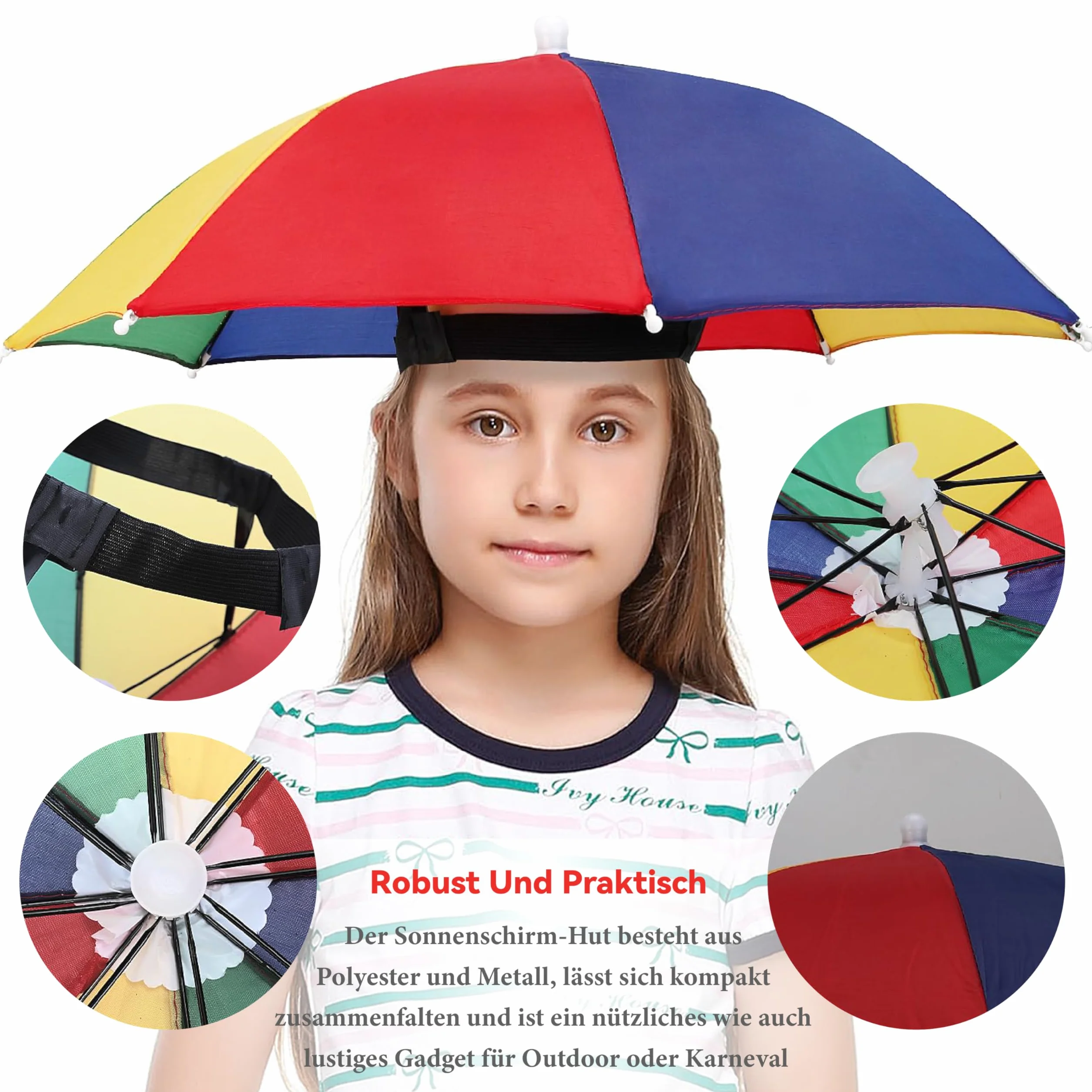4 sztuki kapeluszy parasolowych jako prezent żartobliwy, karnawałowy kapelusz parasolowy, składany kapelusz parasolowy, kapelusz przeciwsłoneczny, parasol na głowę, składany kapelusz
