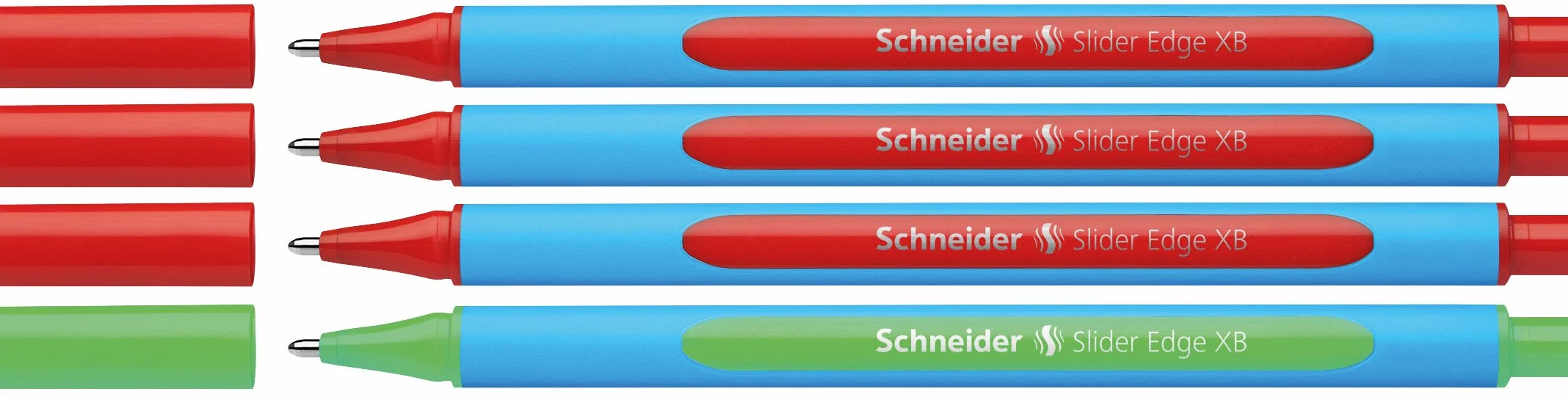 Schneider 152272 Slider Edge XB zestaw korektorów (zestaw 4 długopisów w stojaku o szerokości linii XB) czerwone, zielone